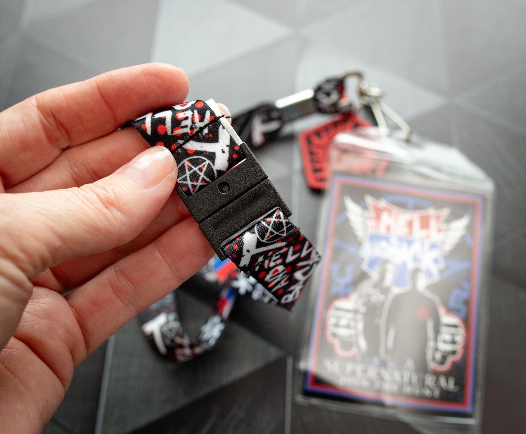 Supernatural "Hell and Back" Lanyard With Badge Holder and Anti-Possession Charm