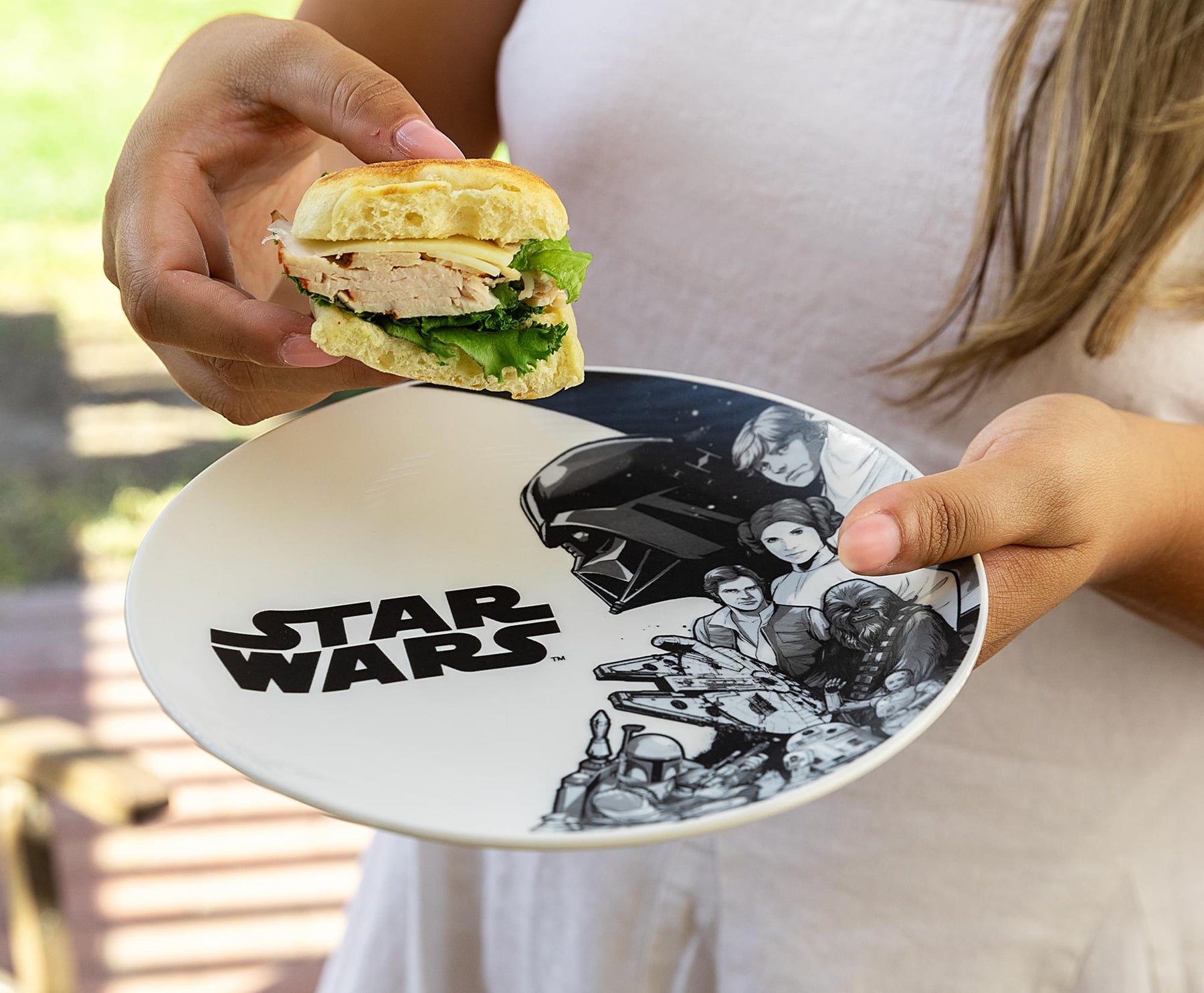 Star Wars Black-and-White Collage 8-Inch Ceramic Coupe Dinner Plate