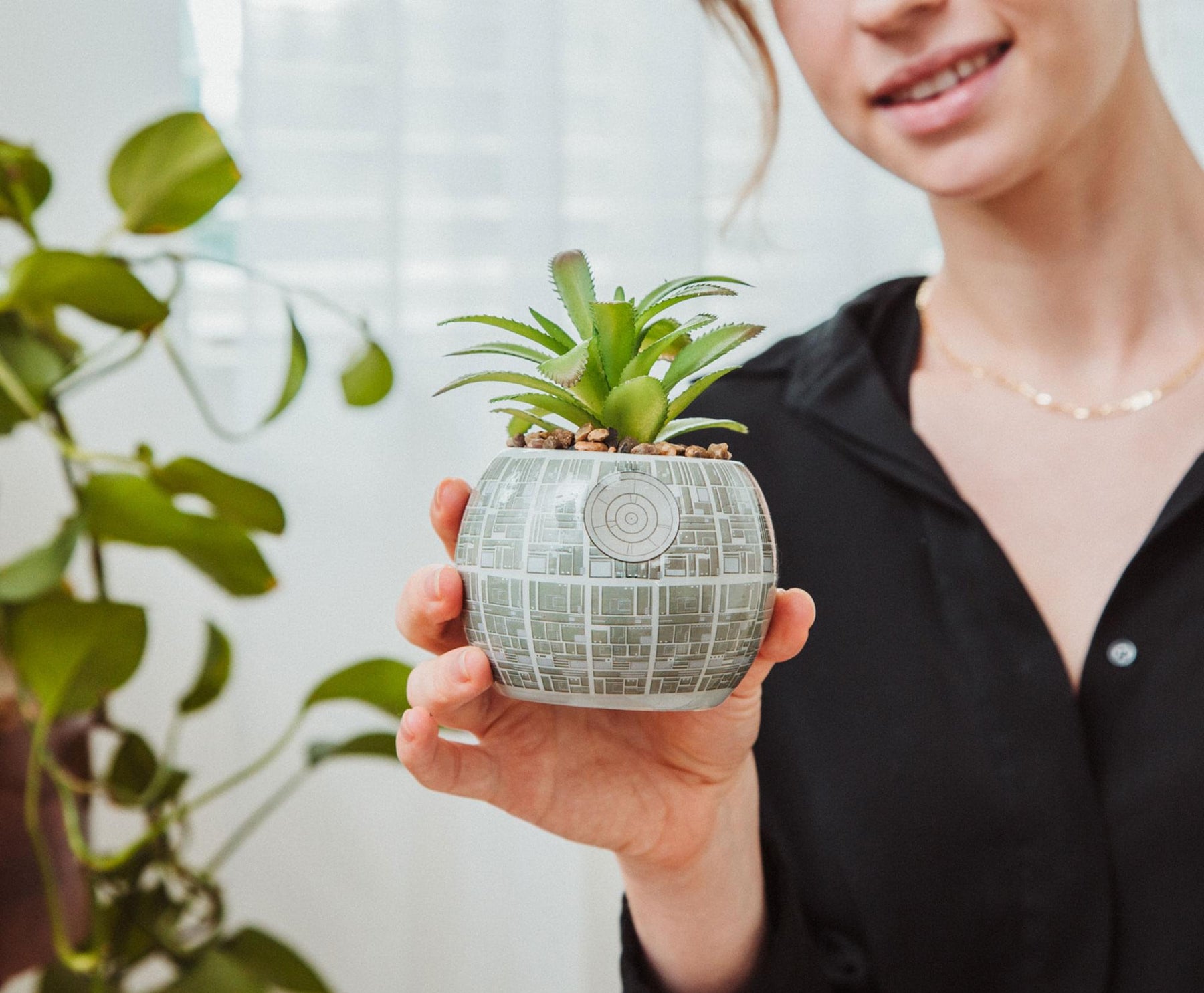 Star Wars Death Star 3-Inch Ceramic Mini Planter With Artificial Succulent