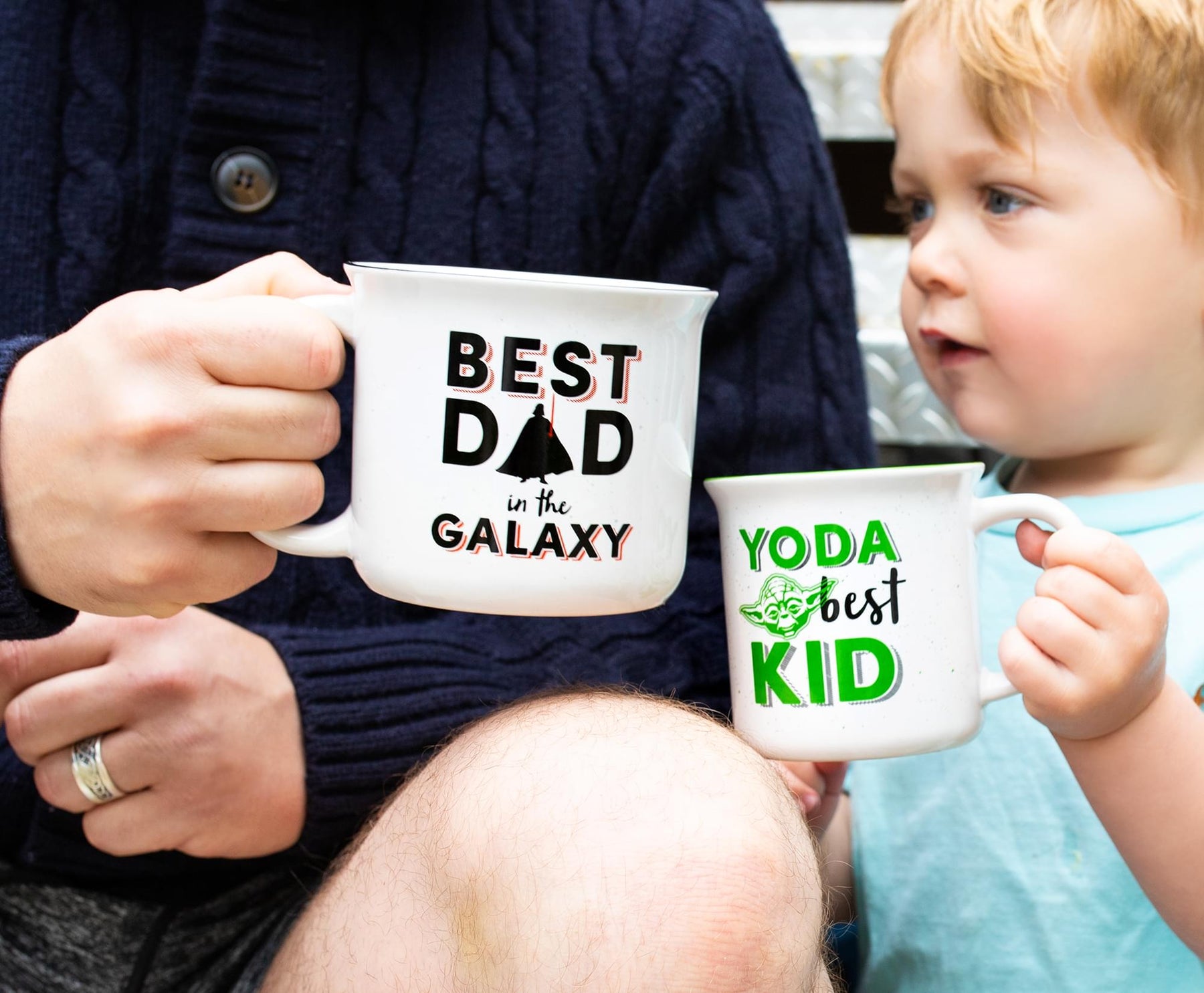 Star Wars "Best Dad" Darth Vader & "Yoda Best Kid" Ceramic Camper Mug | Set of 2