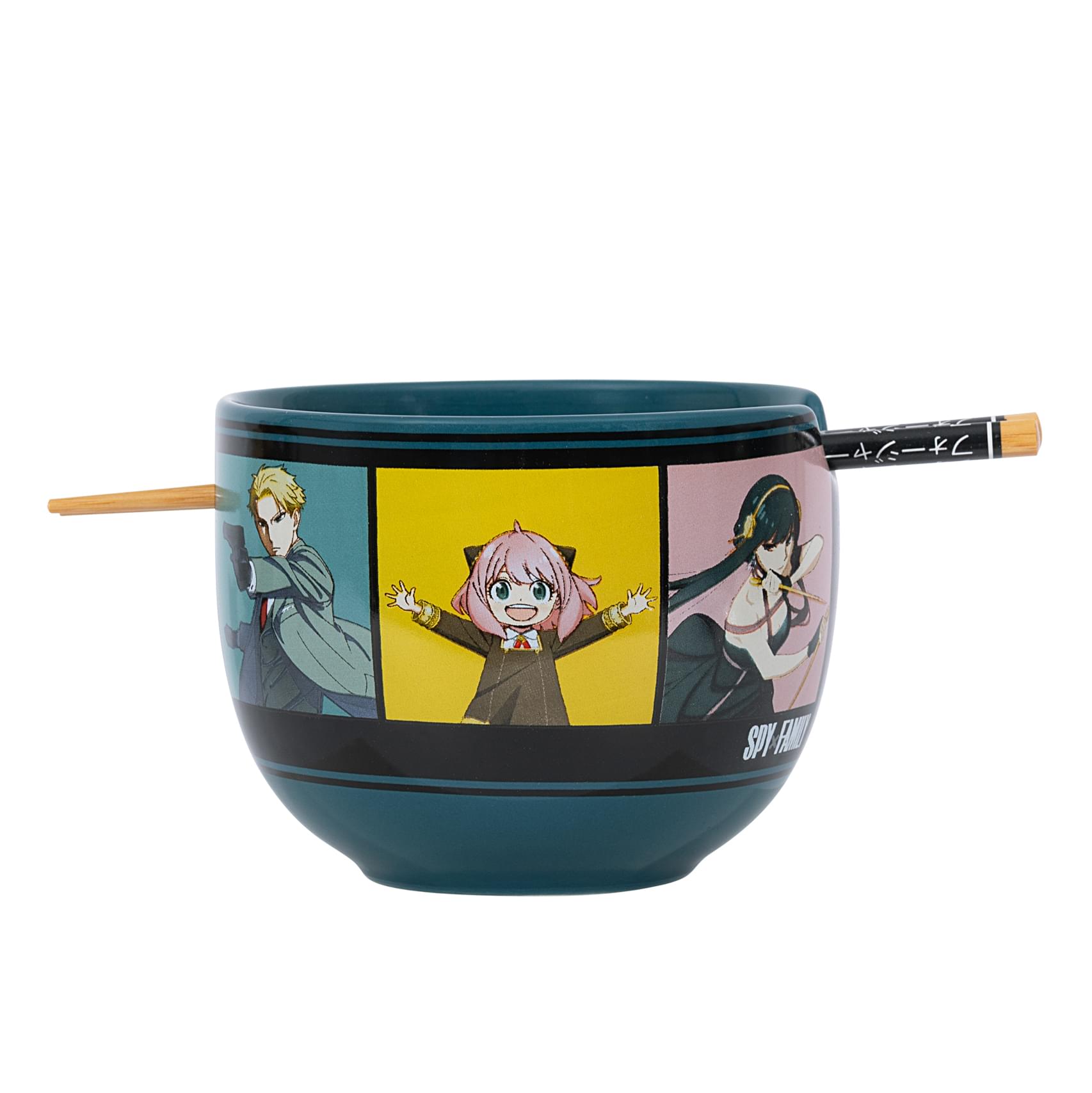 Spy X Family Color Blocks Grid Ramen Bowl with Chopsticks | Free Shipp