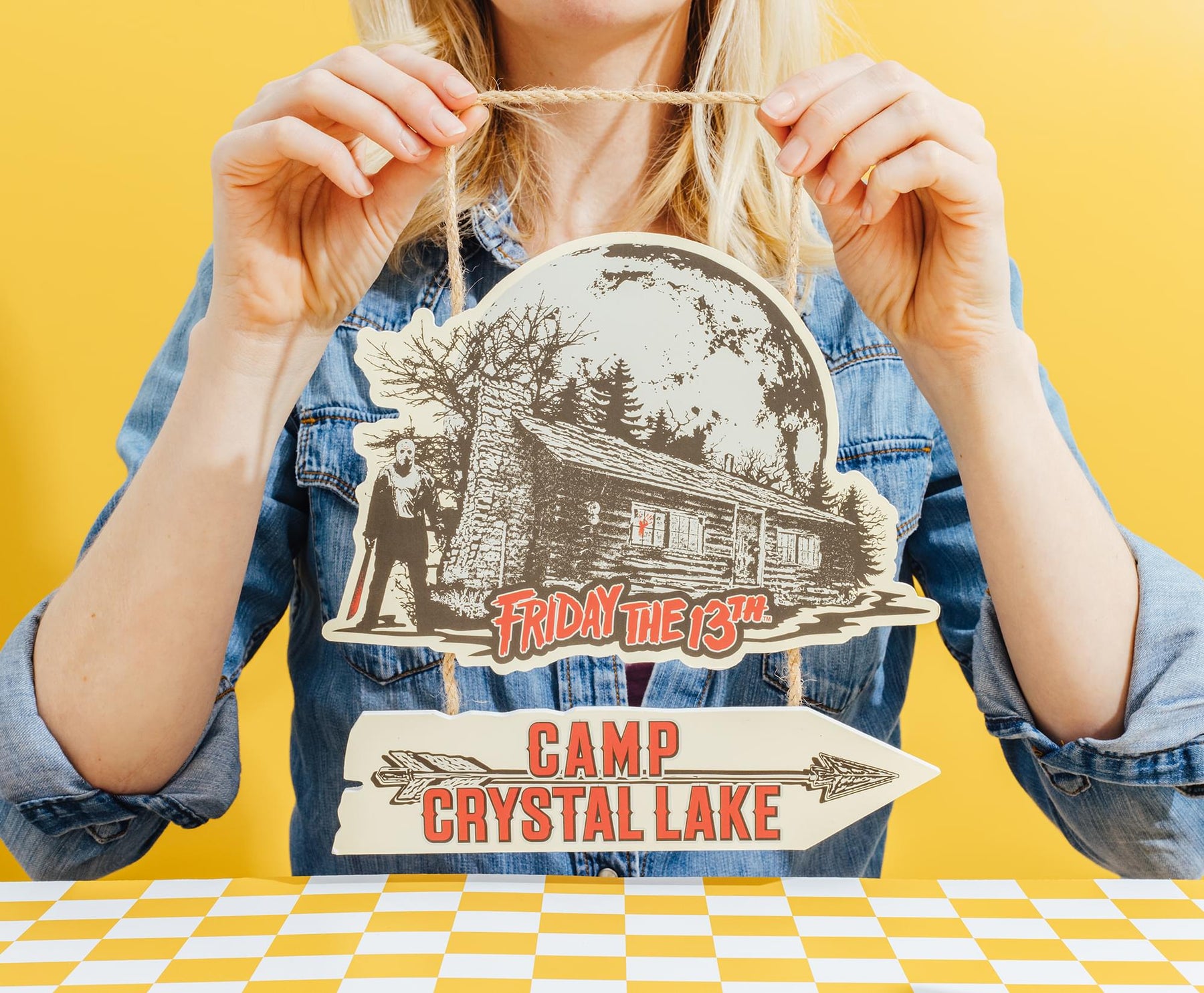 Friday The 13th Camp Crystal Lake Hanging Wall Sign | 9 x 9 Inches