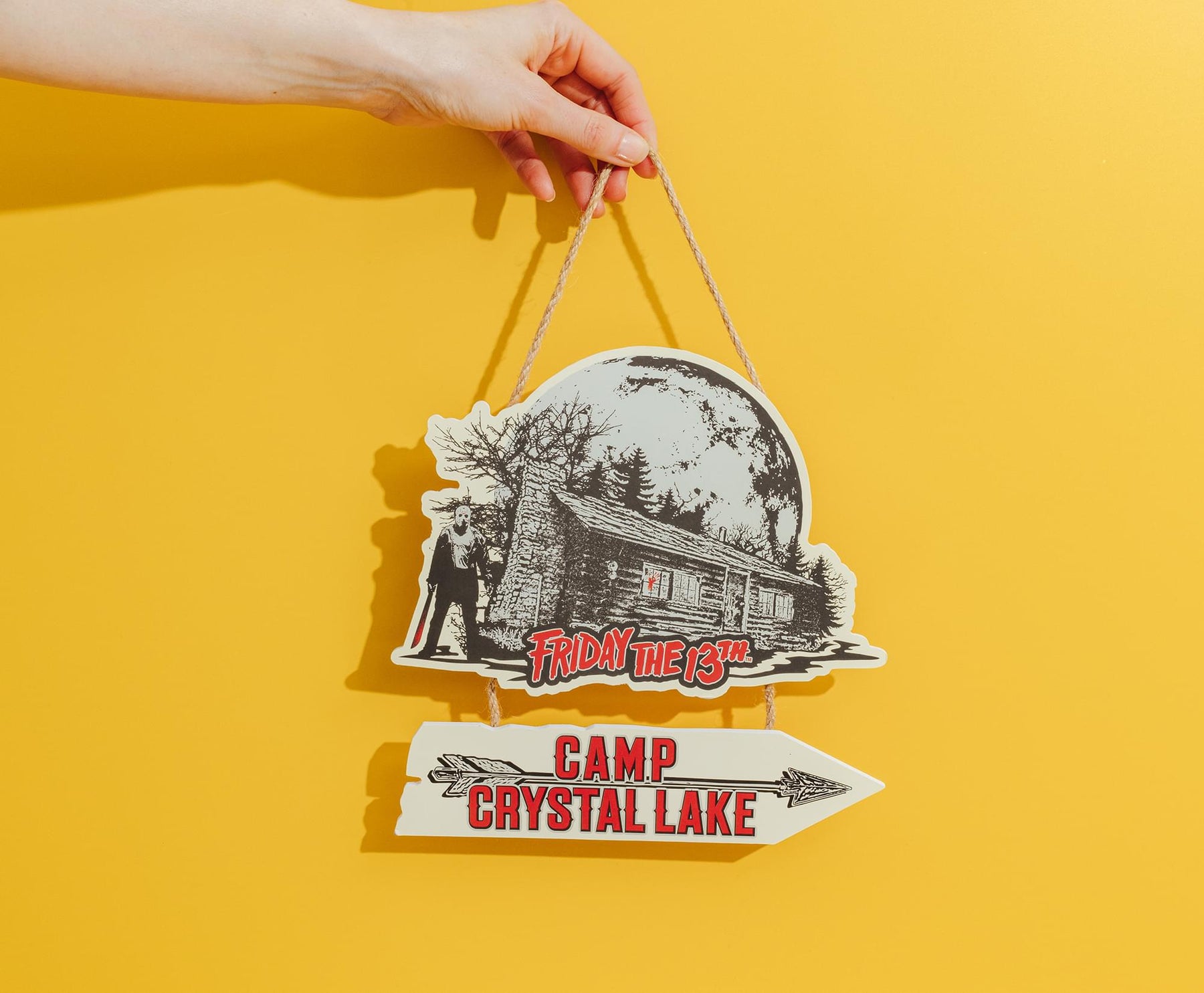 Friday The 13th Camp Crystal Lake Hanging Wall Sign | 9 x 9 Inches