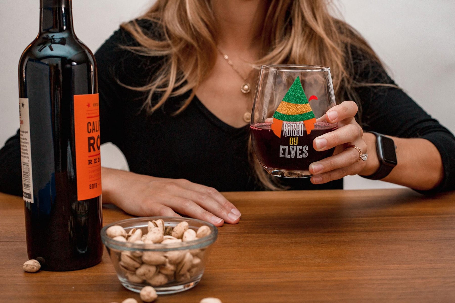 Buddy the Elf "Raised By Elves" Stemless Glitter Glass | Holds 20 Ounces