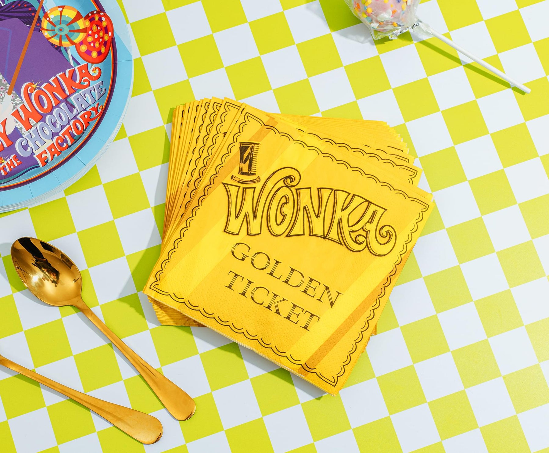 Willy Wonka & The Chocolate Factory Golden Ticket 60-Piece Party Tableware Set