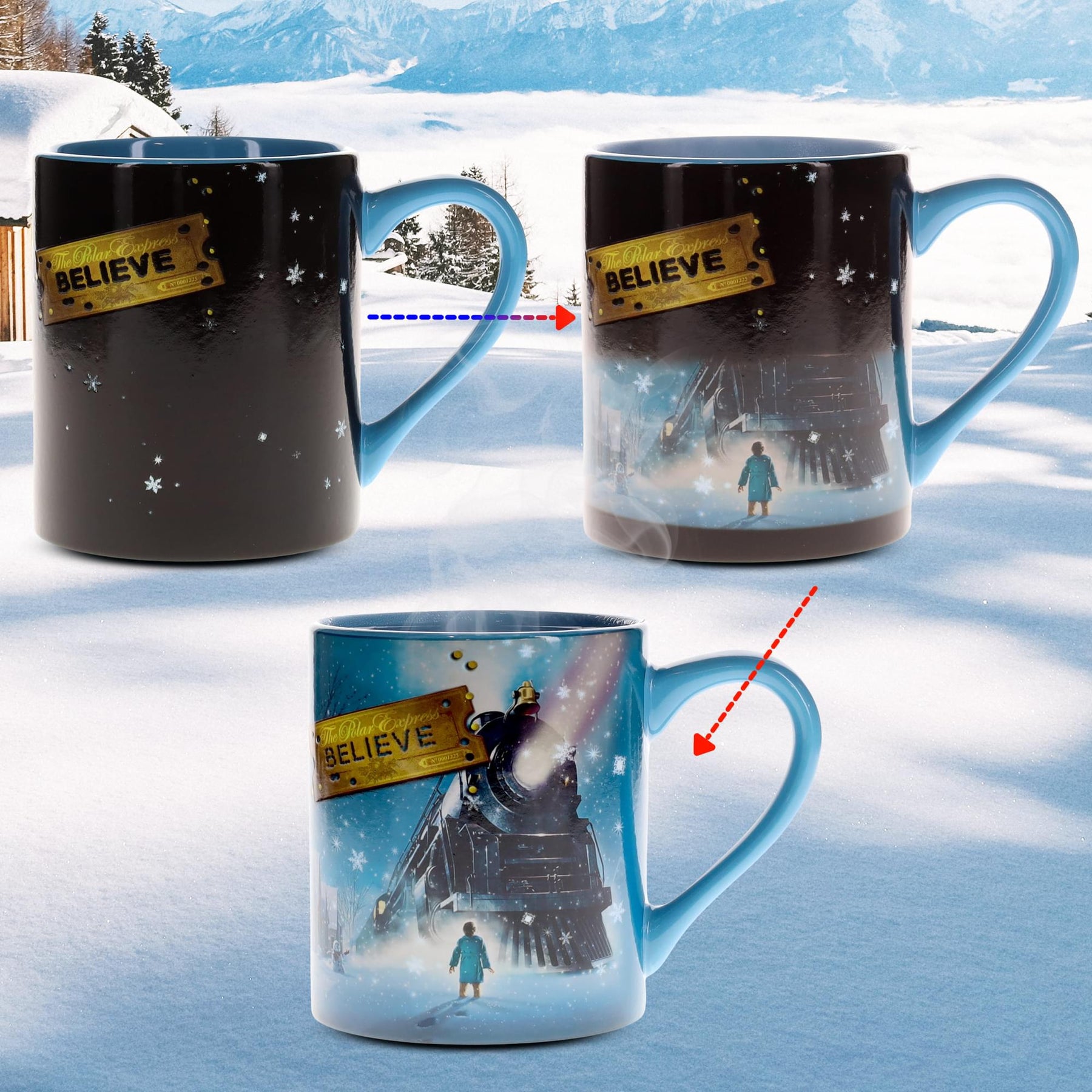 The Polar Express "Believe" Heat-Reveal Ceramic Mug | Holds 14 Ounces