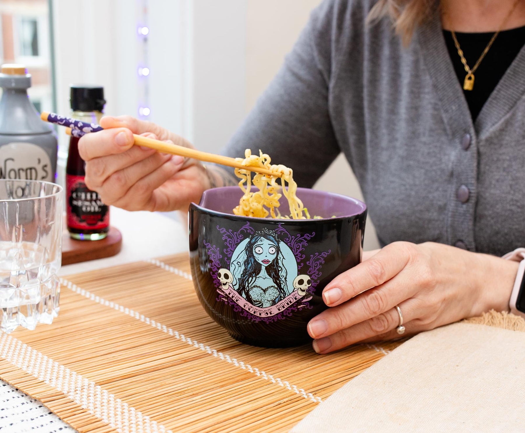 Tim Burton's Corpse Bride Emily 20-Ounce Ramen Bowl and Chopstick Set