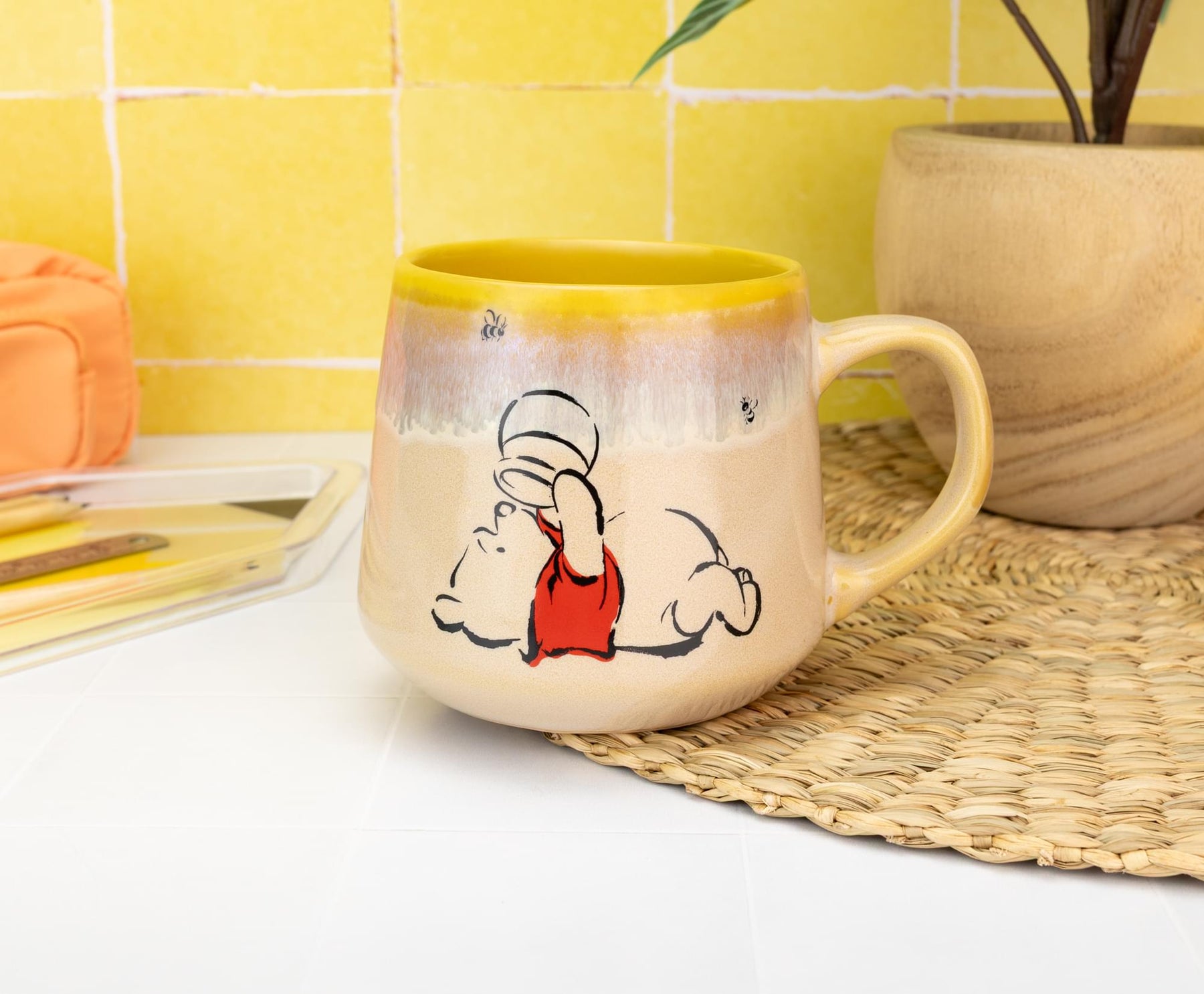 Disney Winnie The Pooh "Sweet Like Hunny" Tapered Pottery Mug | Holds 18 Ounces