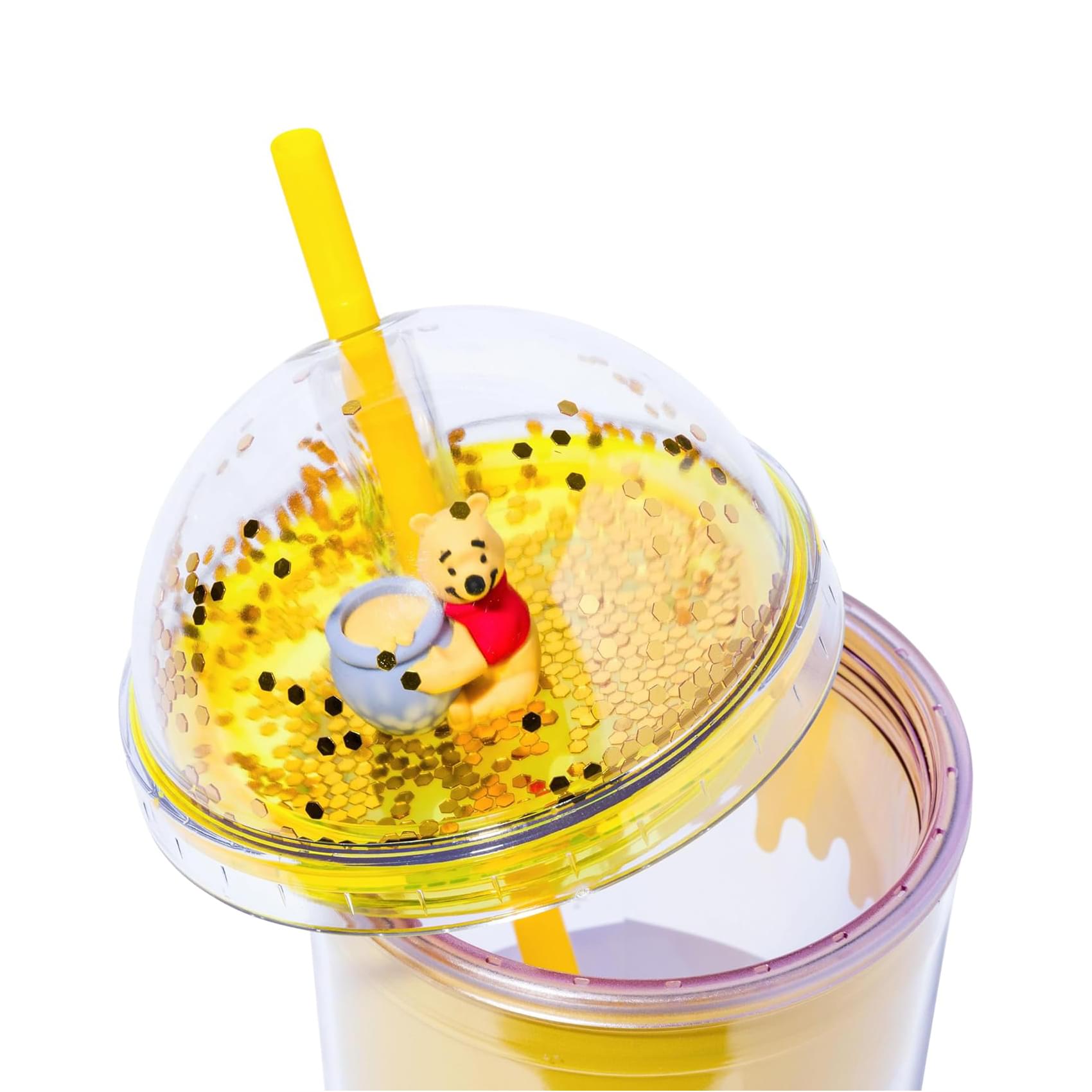 Disney Winnie The Pooh Hunny Pot Confetti Carnival Cup With Lid and Straw