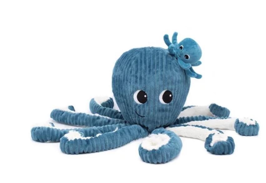 Les Delingos Ptipotos Mom and Baby Octopus Plush | Blue