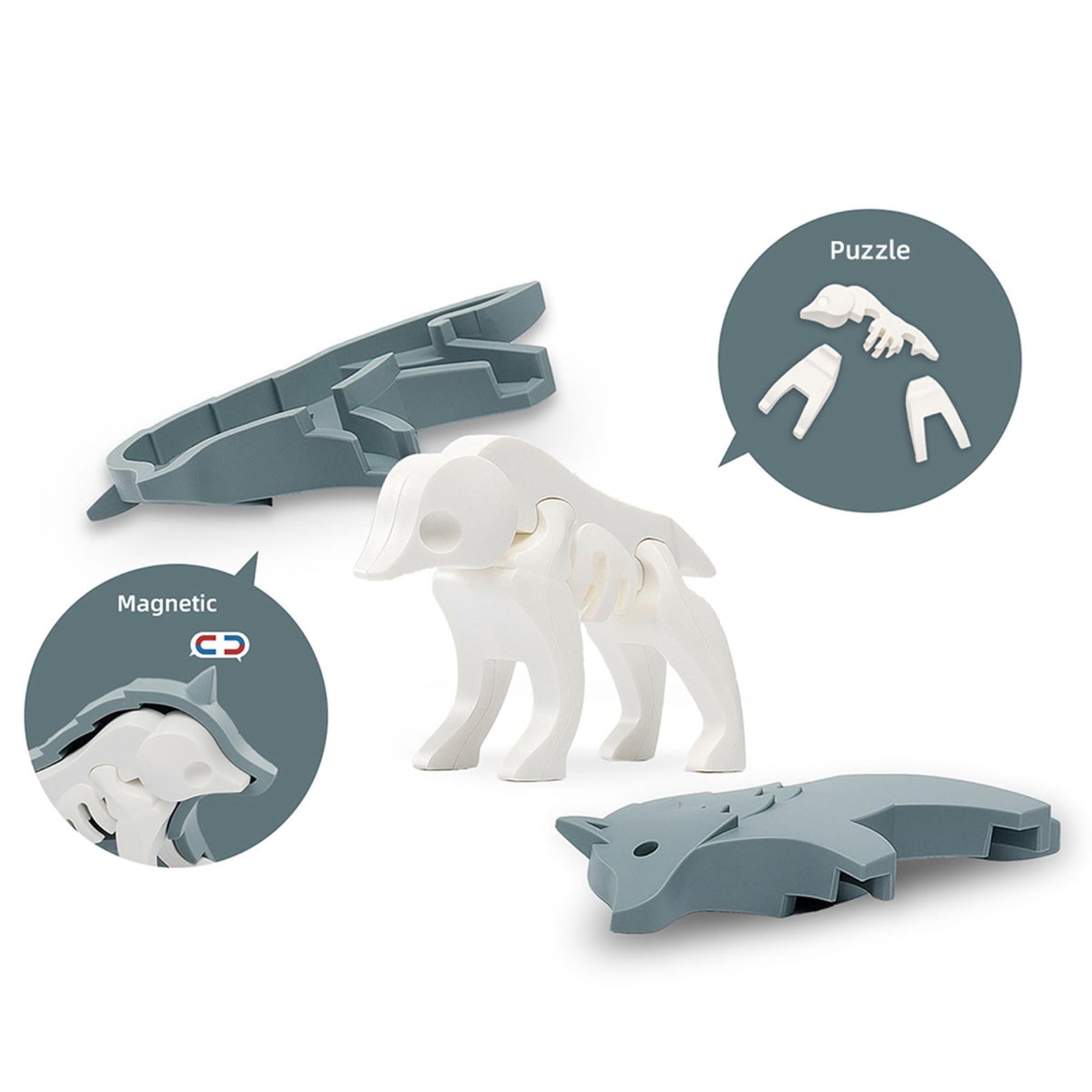 Animal Wolf Magnetic Puzzle Toy