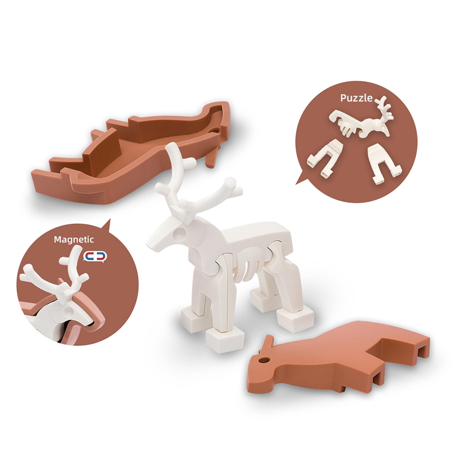 Animal Reindeer Magnetic Puzzle Toy