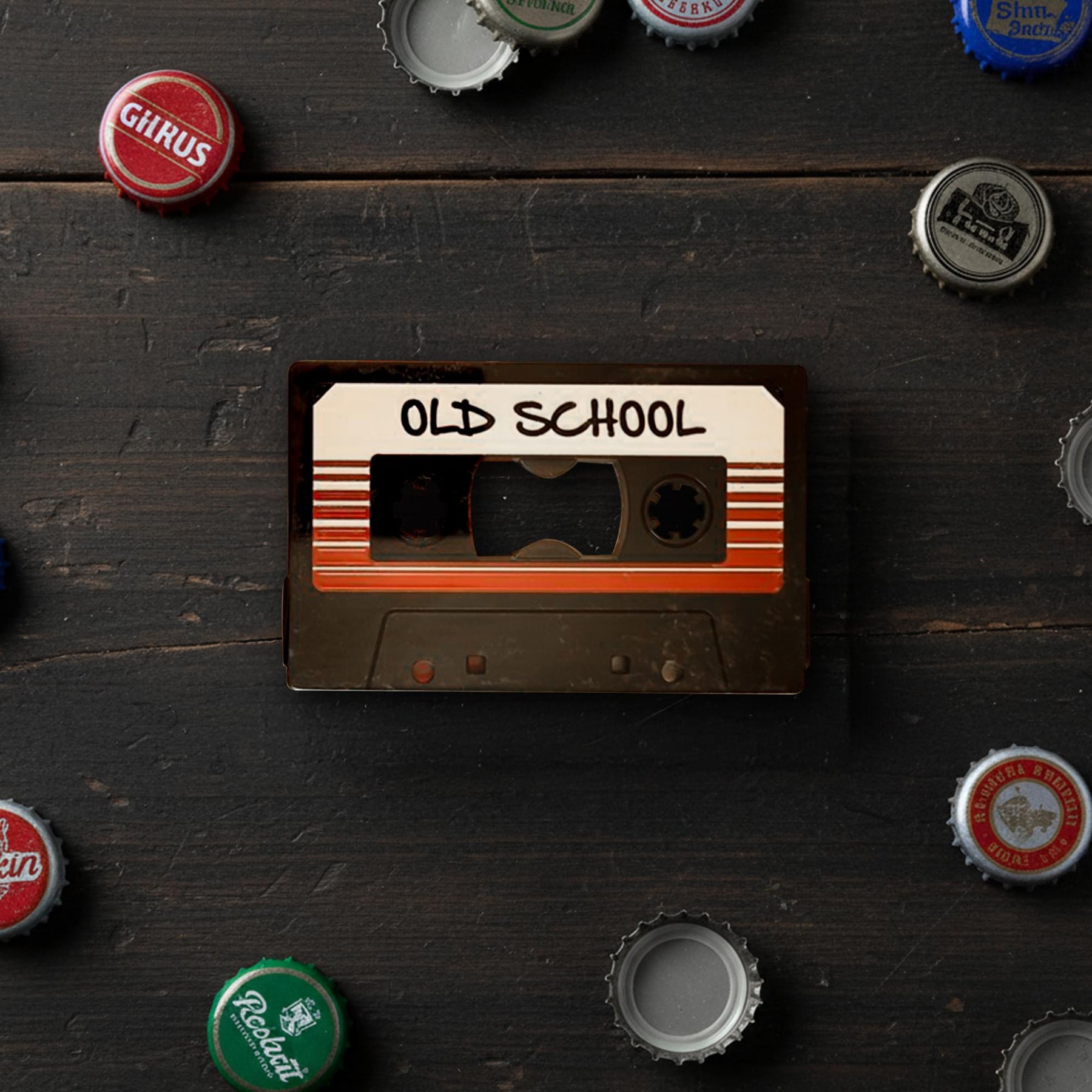 "Old School" 80's Retro Cassette Metal Magnet Bottle Opener