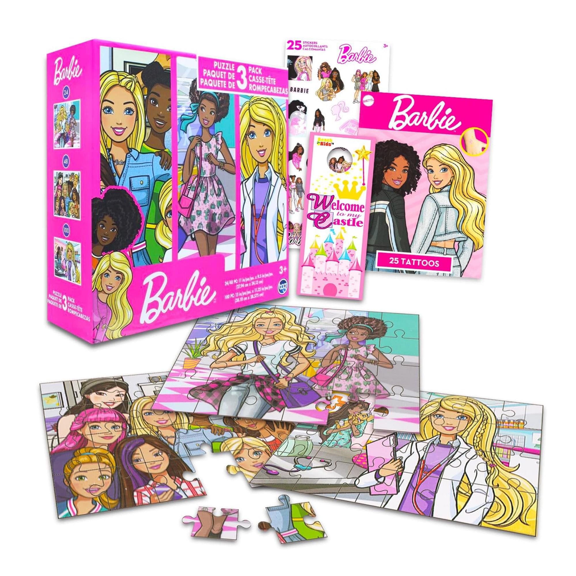 Barbie Jigsaw Puzzle 3 Pack | 24, 48, & 100 Pieces | Free Shipping