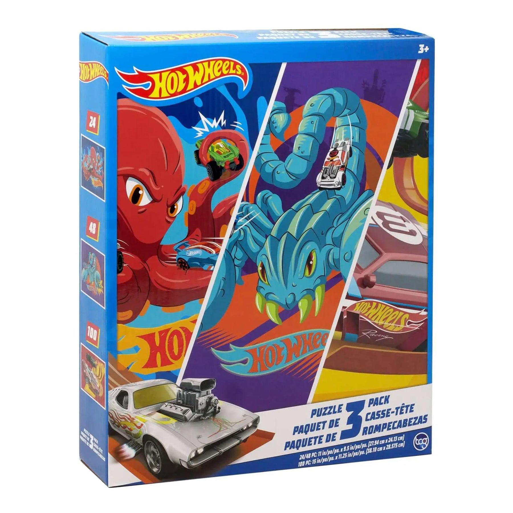 Hot Wheels Jigsaw Puzzle 3 Pack | 24, 48, & 100 Pieces