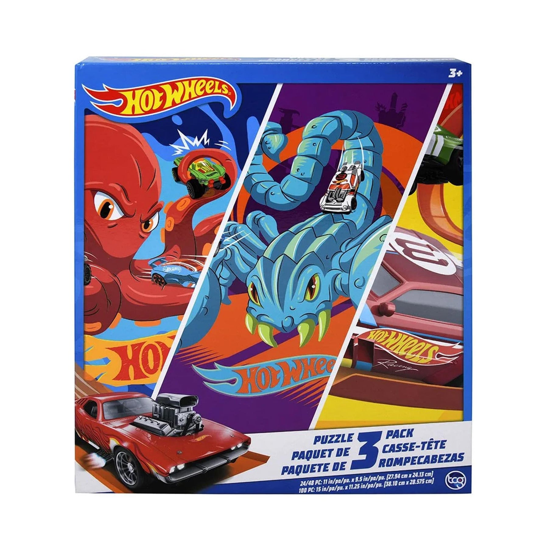 Hot Wheels Jigsaw Puzzle 3 Pack | 24, 48, & 100 Pieces