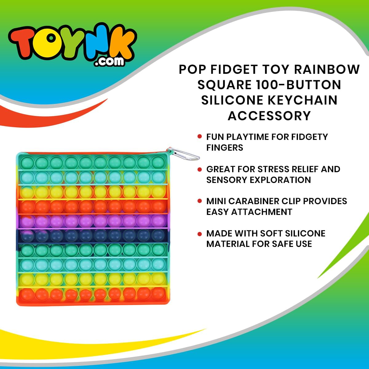 Rainbow Square 100-Button Silicone Pop Fidget Toy