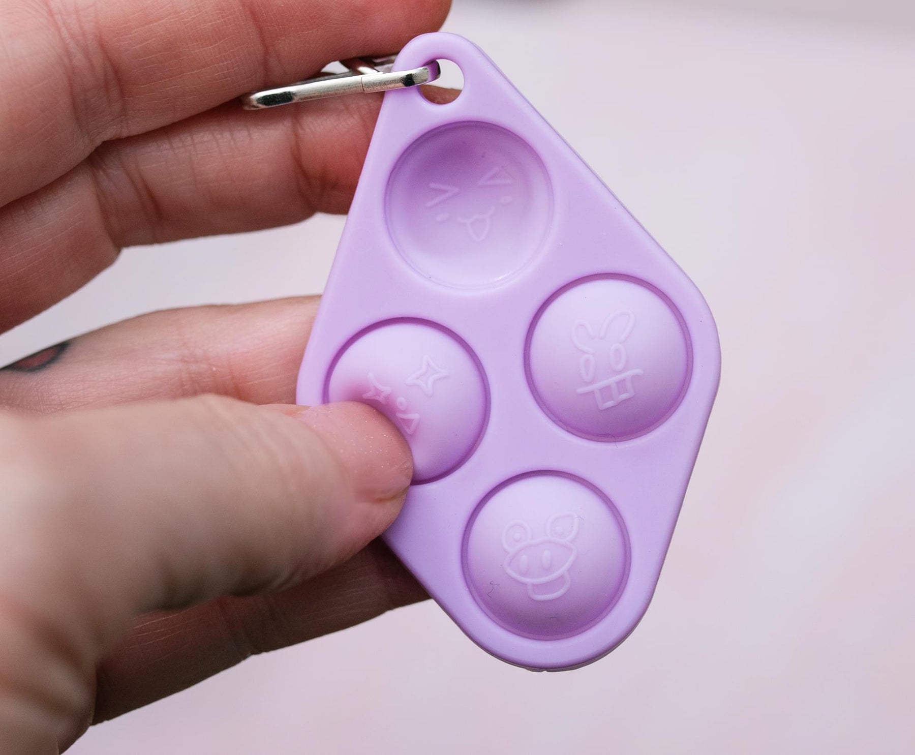 Pop Fidget Toy Purple 4-Button Silicone Keychain Accessory