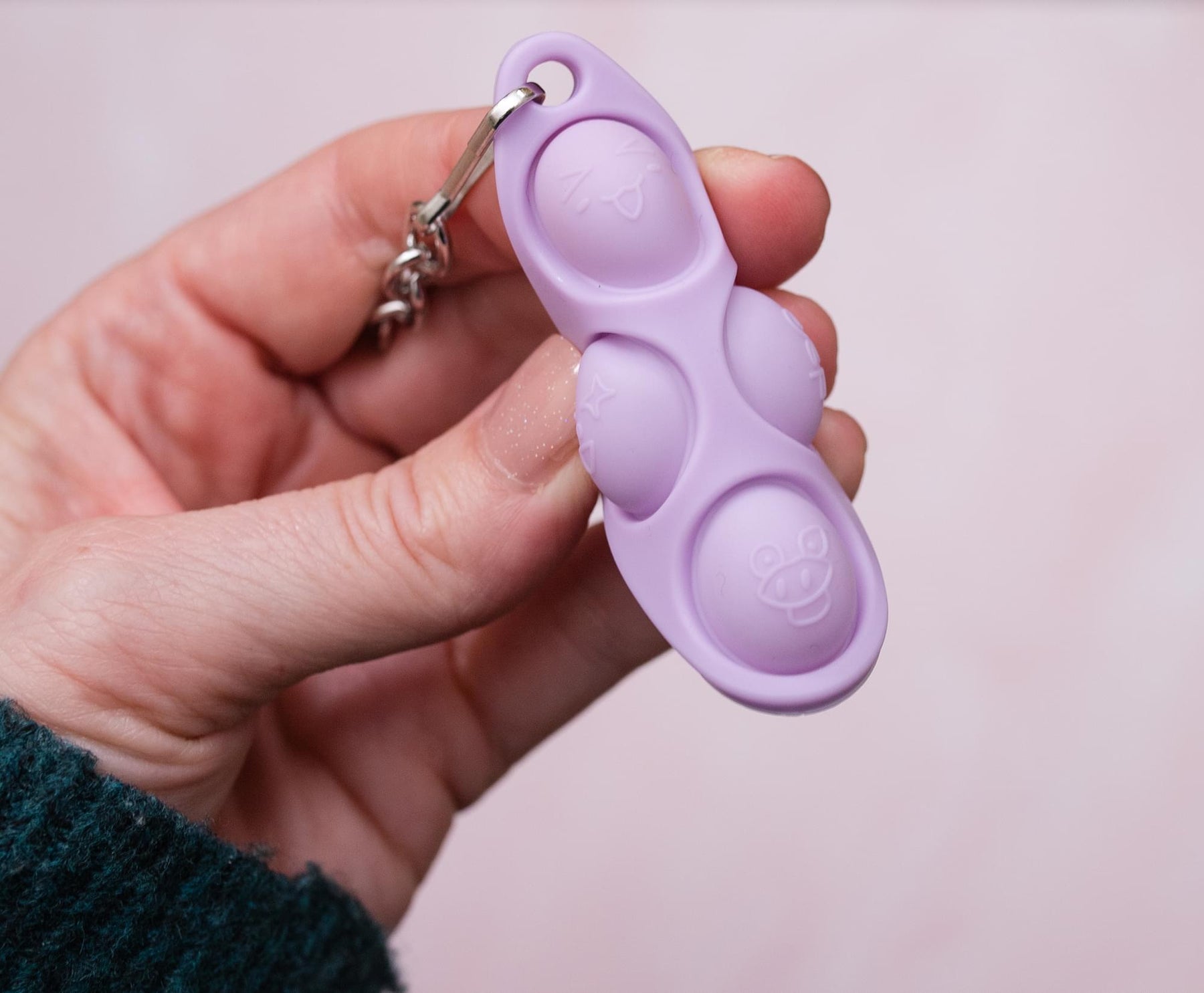 Pop Fidget Toy Purple 4-Button Silicone Keychain Accessory