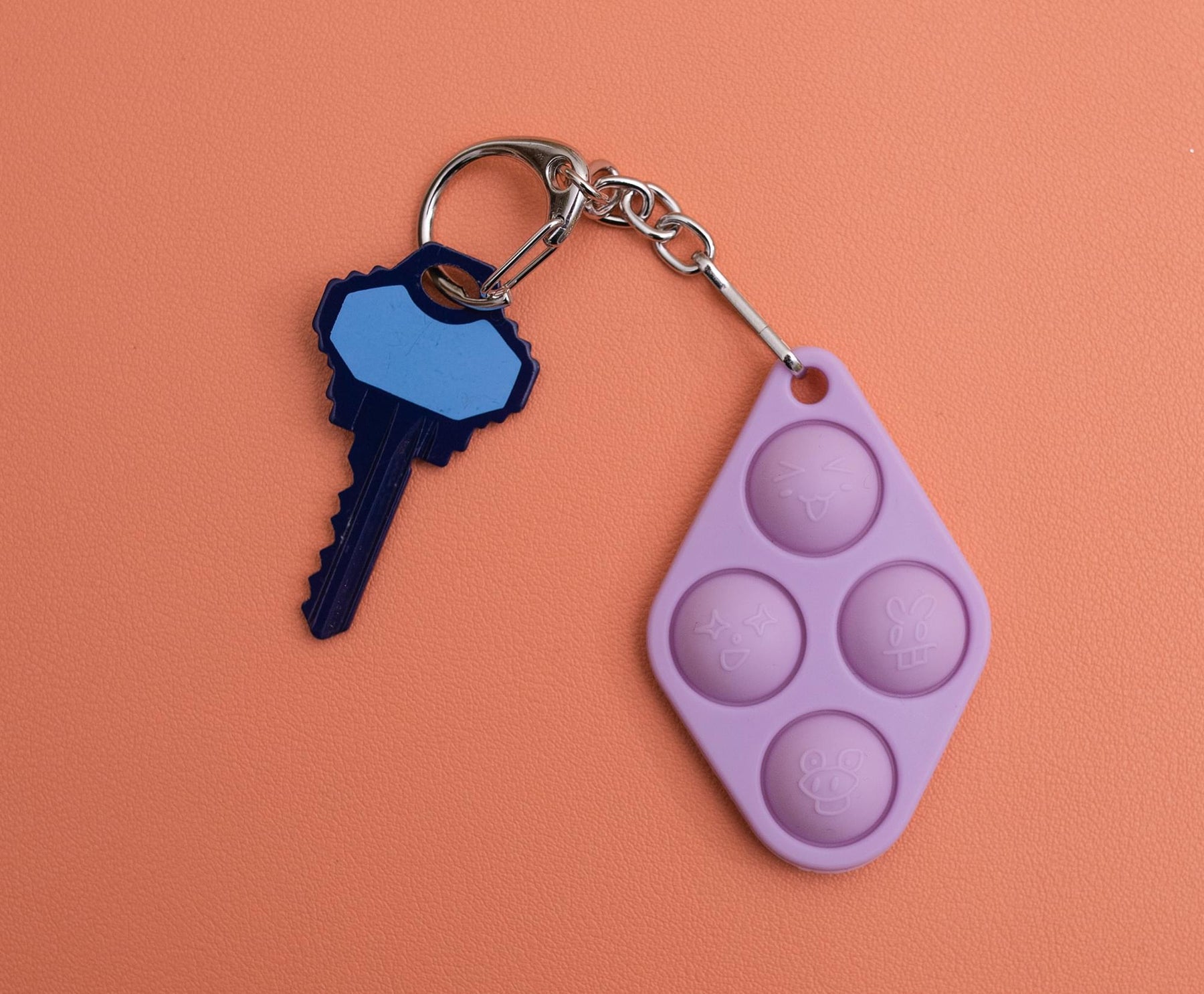 Pop Fidget Toy Purple 4-Button Silicone Keychain Accessory