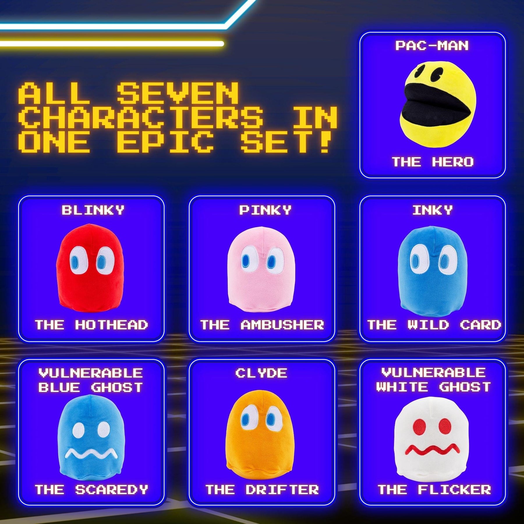 Pac-Man 7-Inch Collector Plush Set of 7