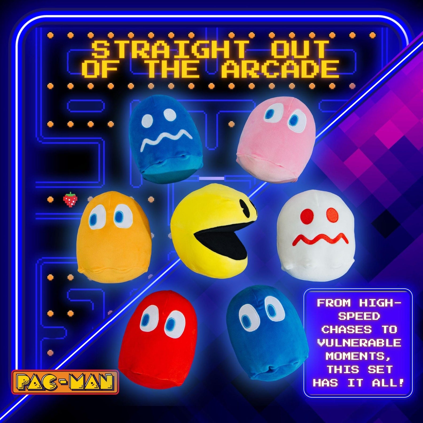 Pac-Man 7-Inch Collector Plush Set of 7