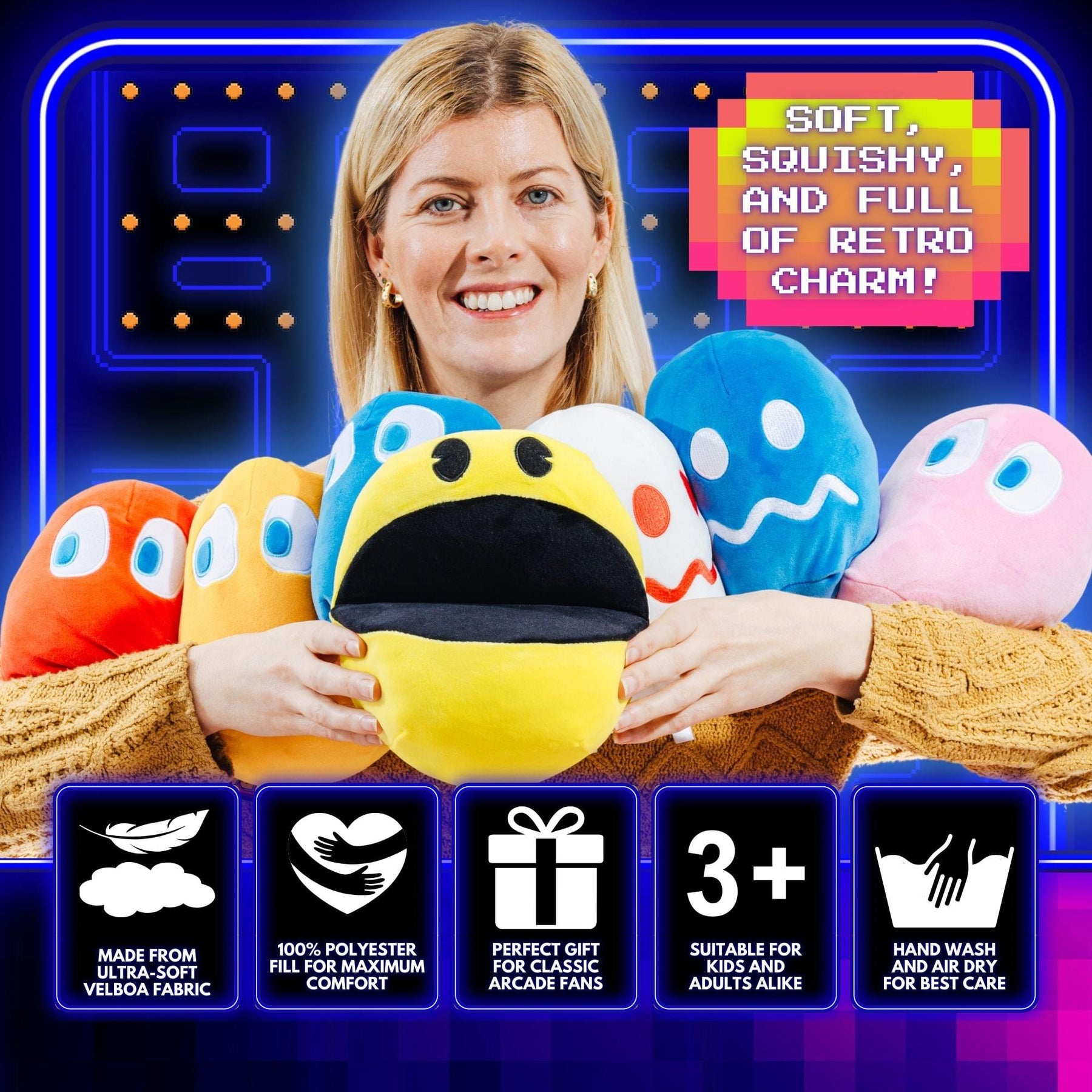 Pac-Man 7-Inch Collector Plush Set of 7