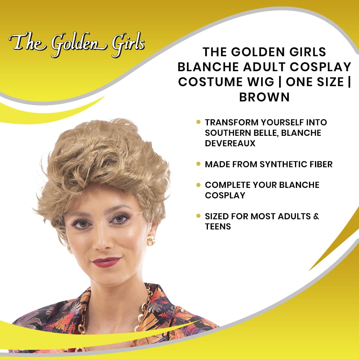 The Golden Girls Officially Licensed Blanche Costume Cosplay Wig