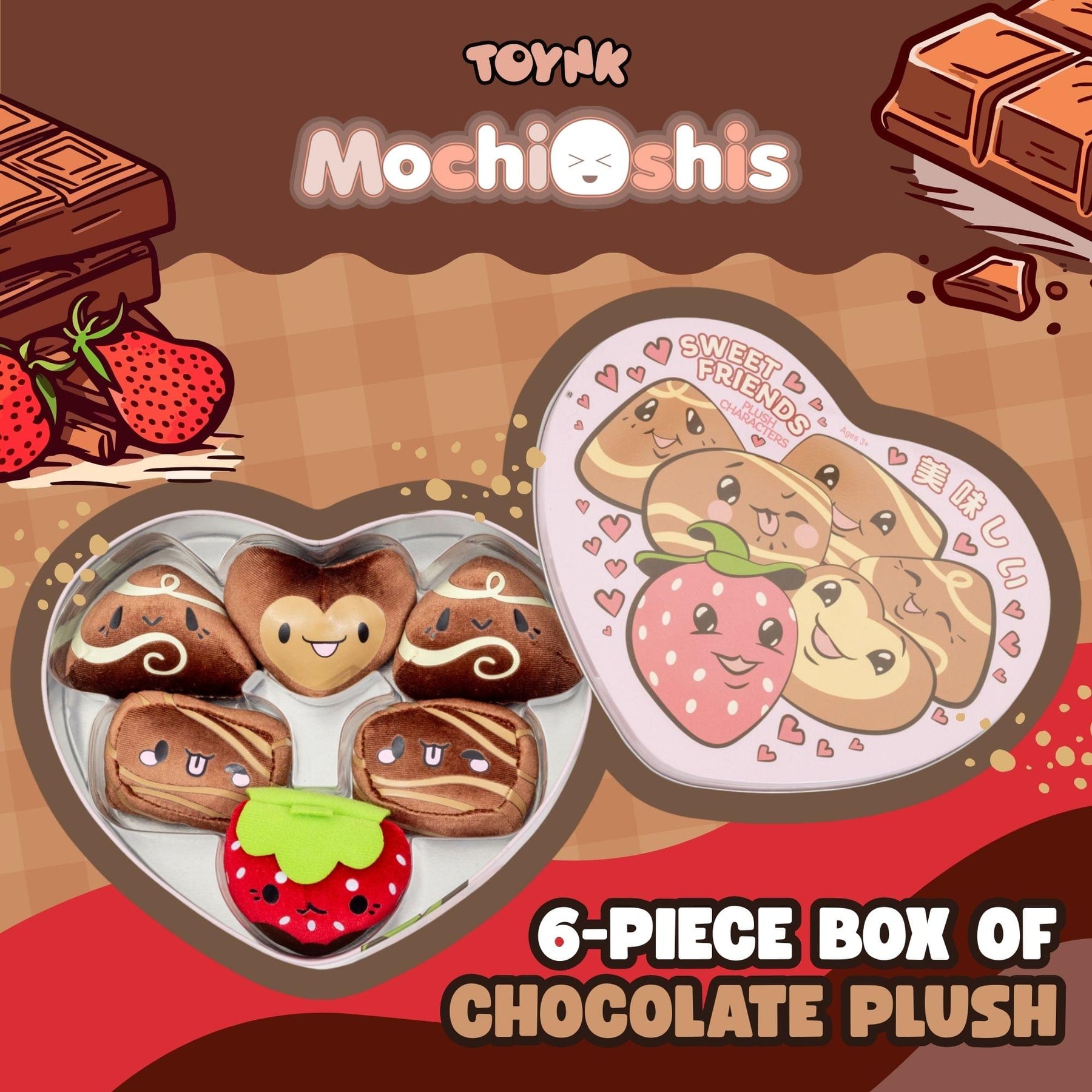 MochiOshis 6-Piece Box Of Chocolates Plush With Storage Tin