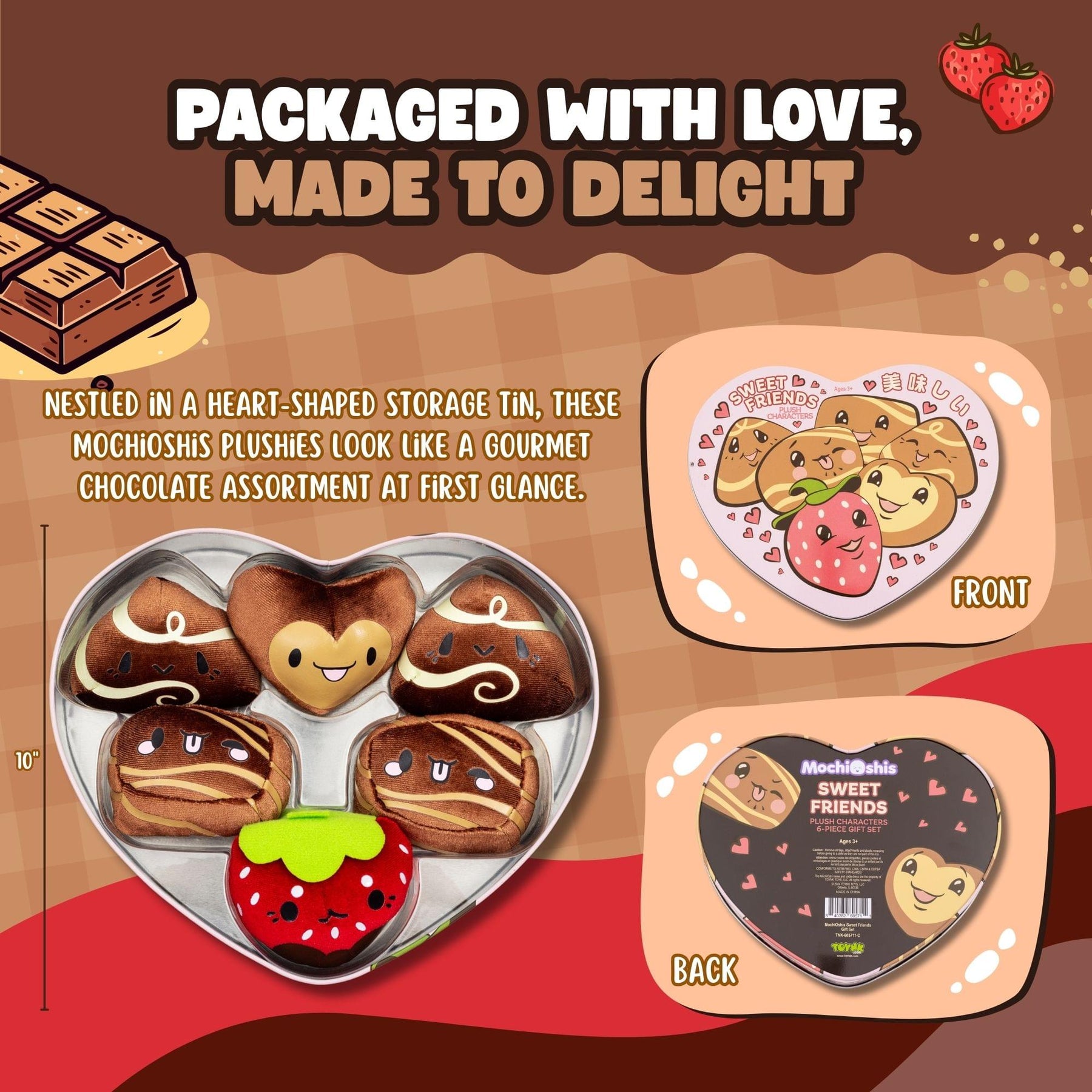 MochiOshis 6-Piece Box Of Chocolates Plush With Storage Tin