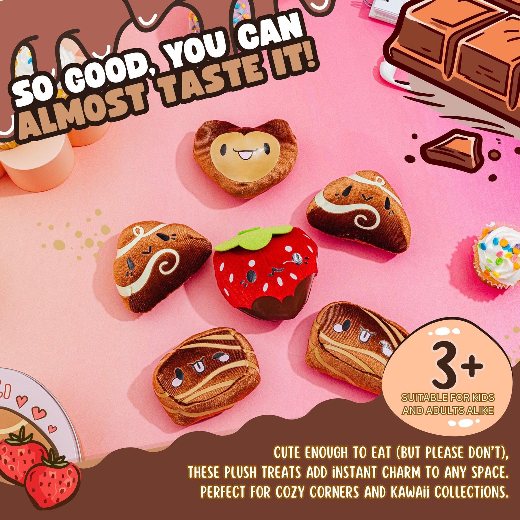 MochiOshis 6-Piece Box Of Chocolates Plush With Storage Tin
