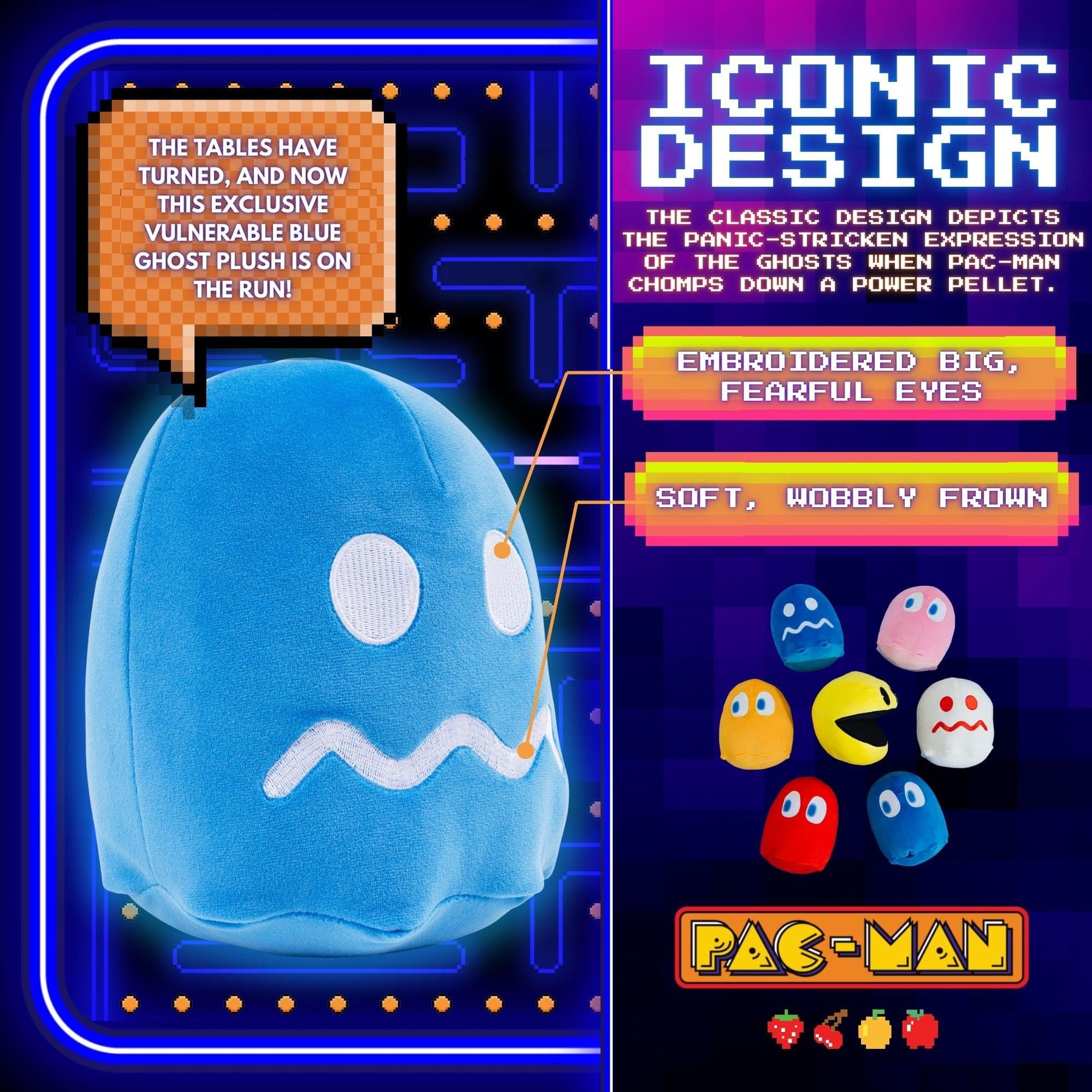 Pac-Man Vulnerable Blue Ghost 7-Inch Plush