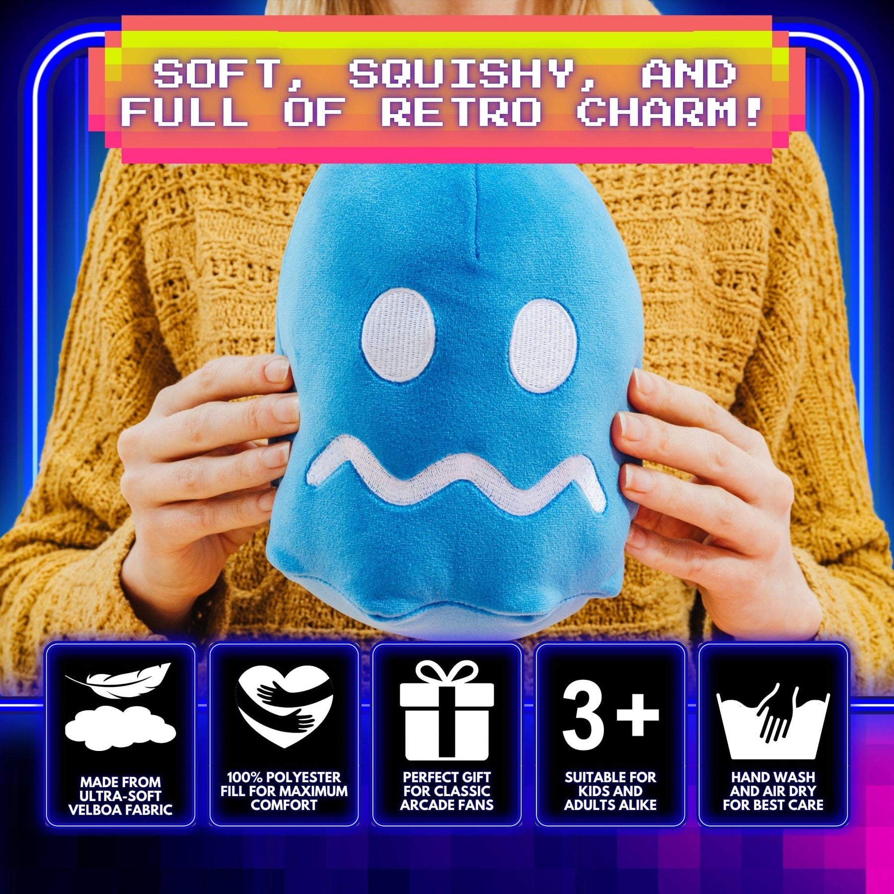 Pac-Man Vulnerable Blue Ghost 7-Inch Plush