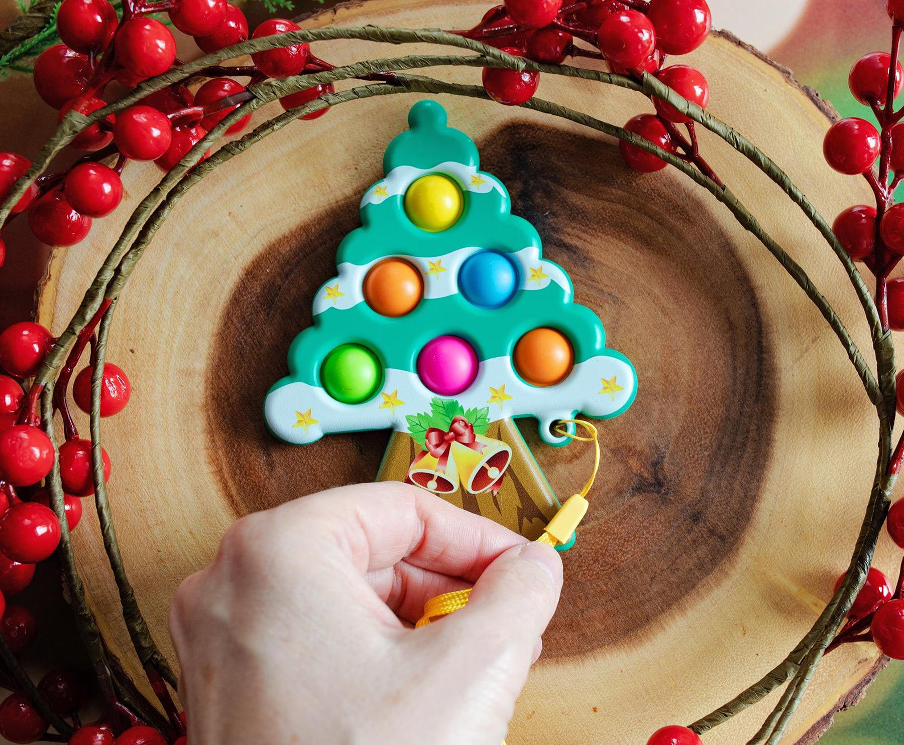 Pop Fidget Toy Holiday Tree 6-Button Bubble Popping Game