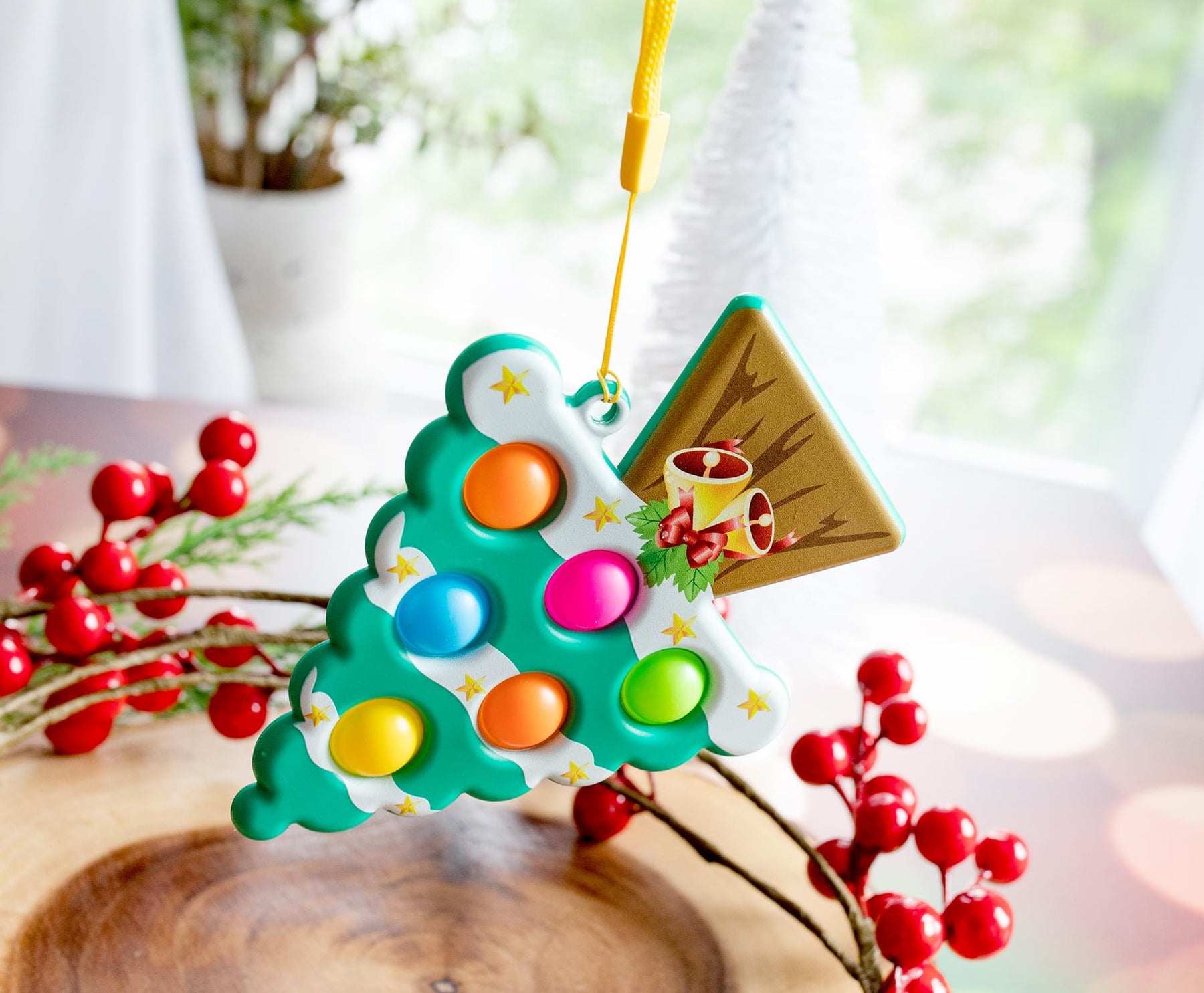 Pop Fidget Toy Holiday Tree 6-Button Bubble Popping Game