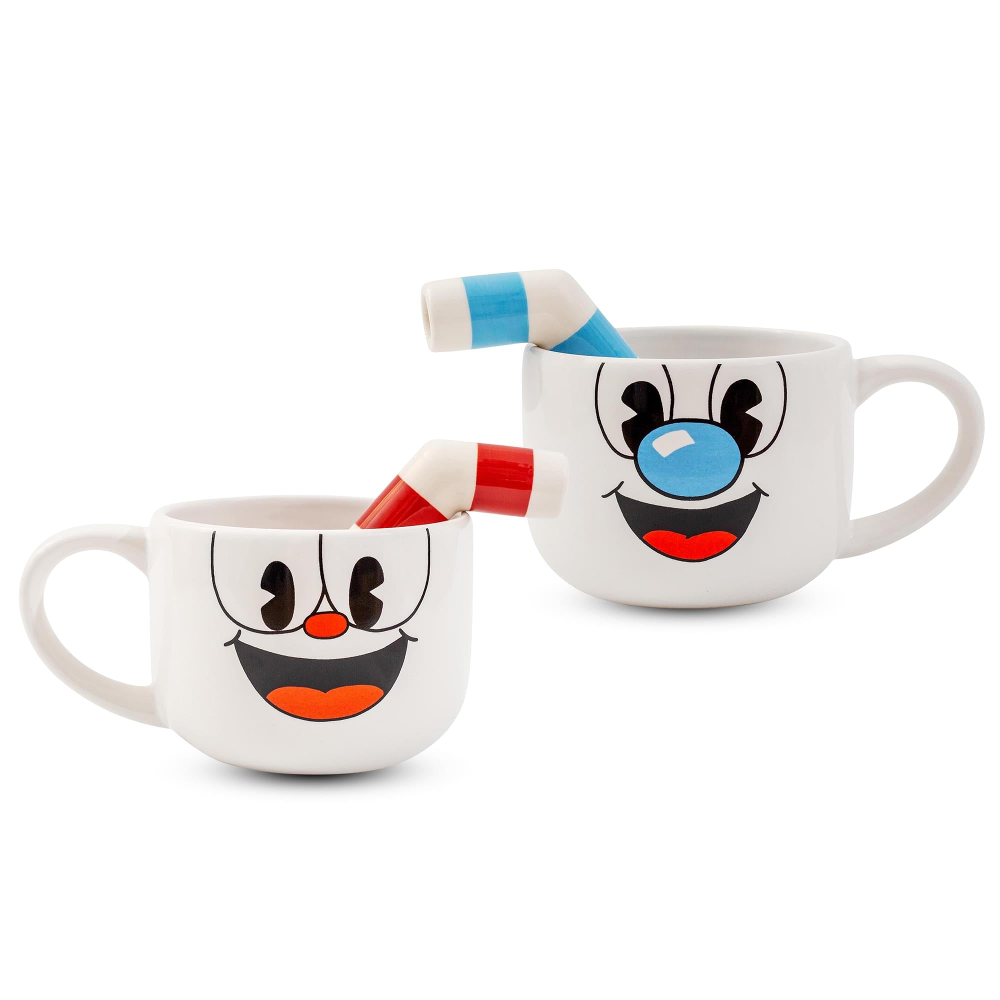 Cuphead & Mugman 24oz Ceramic Mug and Straw Set of 2