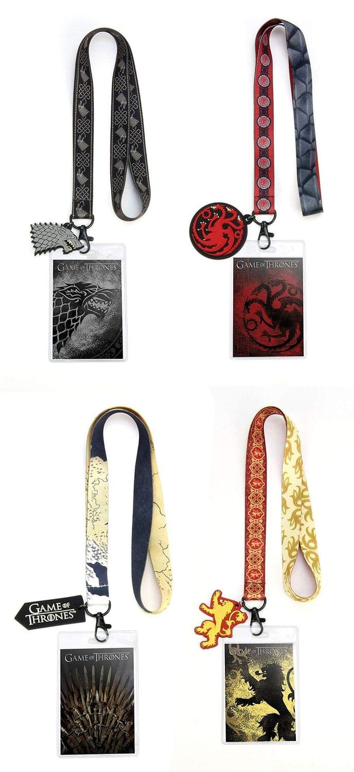 Game of Thrones Lanyard Gift Set - Iron Throne, Lannister, Stark, & Targaryen