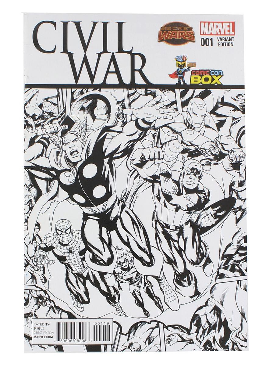Marvel Comics Civil War #1 Comic Con Box B&W Cover