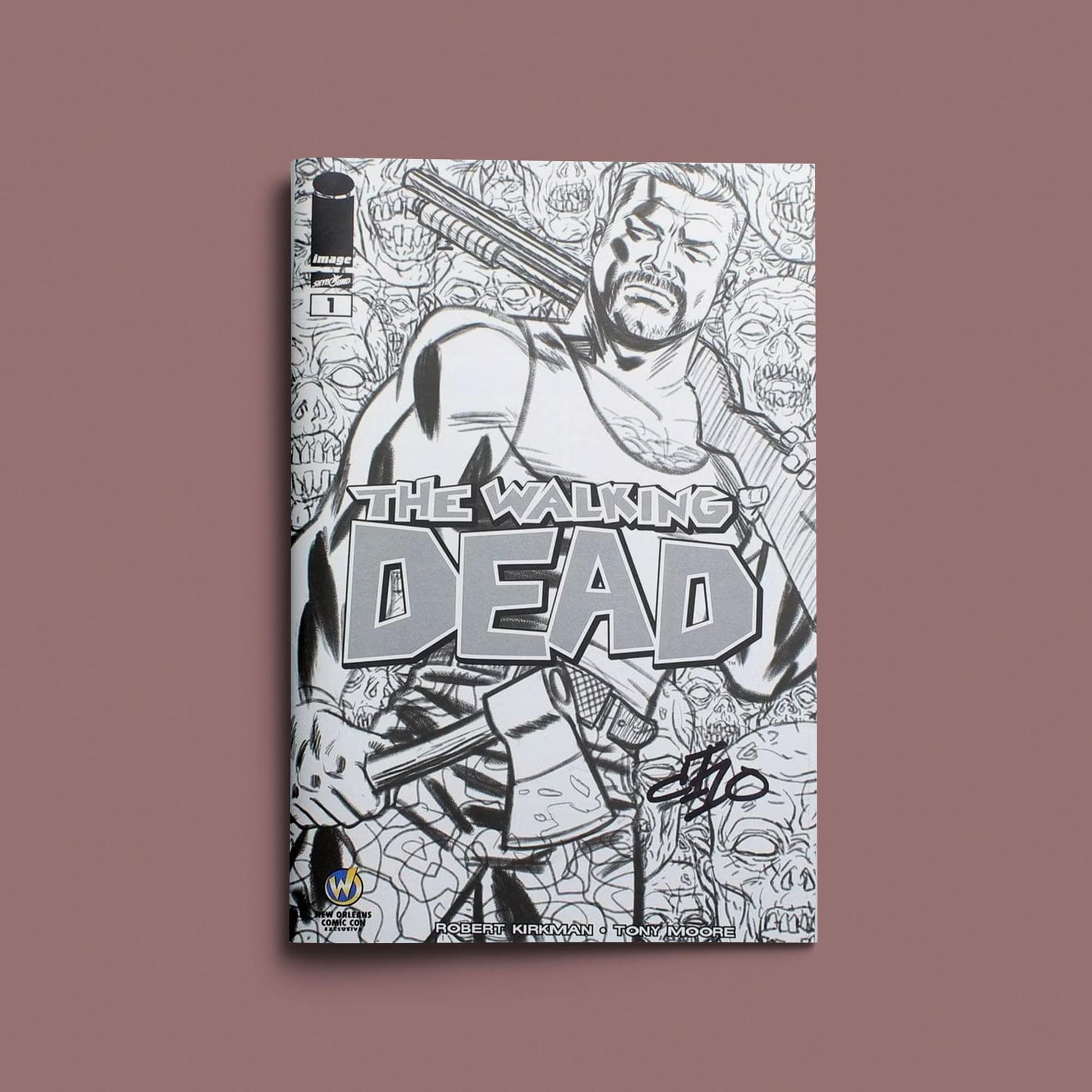 Image Comics The Walking Dead #1 | WW New Orleans B&W Cover | AUTOGRAPHED