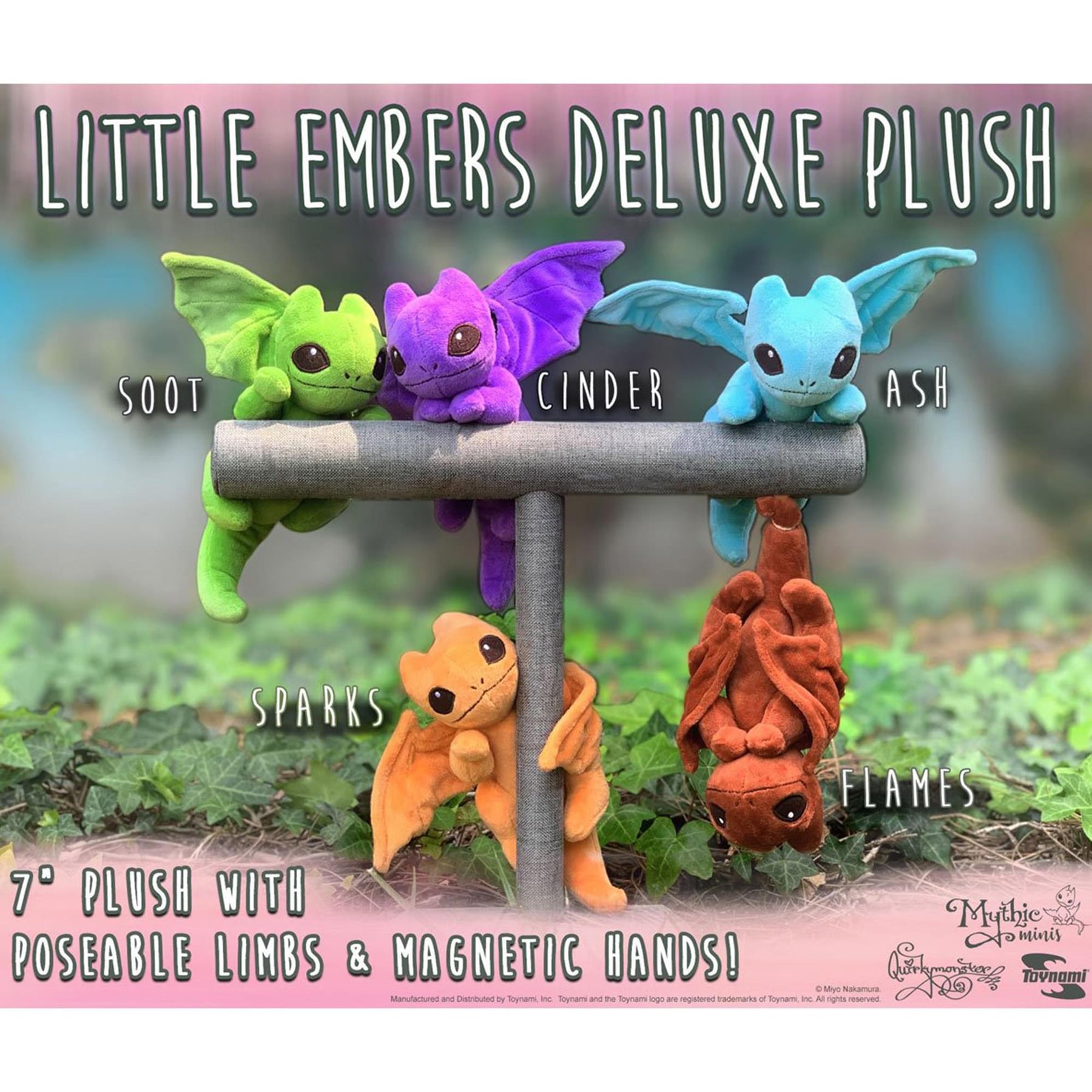Little Embers 7 Inch Plush w/ Moveable Limbs & Magnetic Hands | Soot (Green)