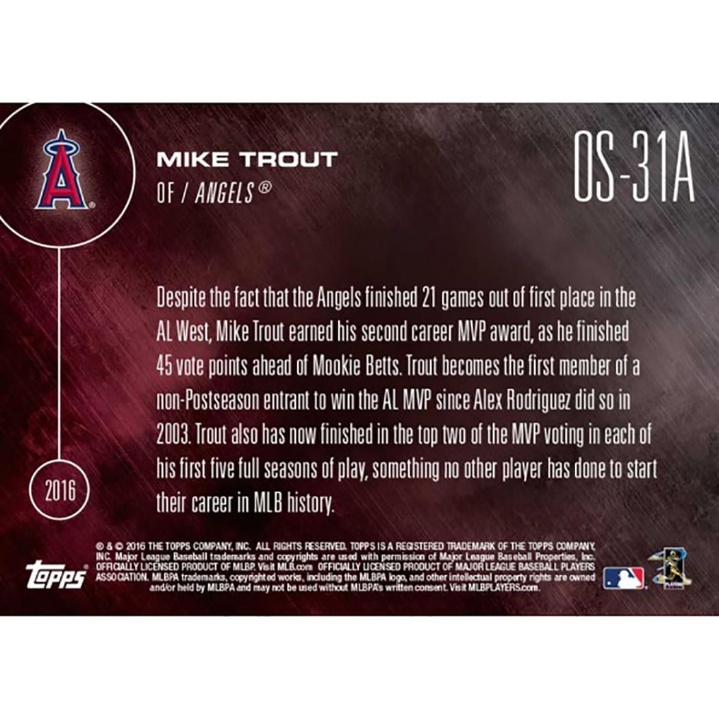 Topps Now 2016 AL MVP Award Winner Angels Mike Trout Card #OS-31