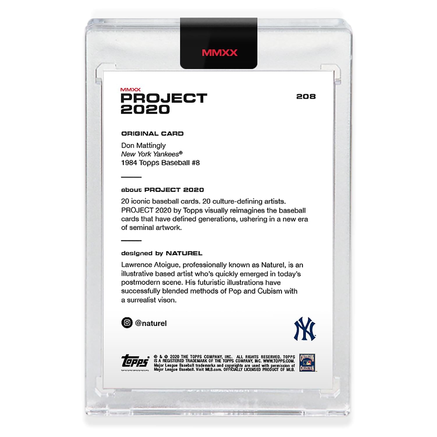 Topps PROJECT 2020 Card 208 - 1984 Don Mattingly by Naturel