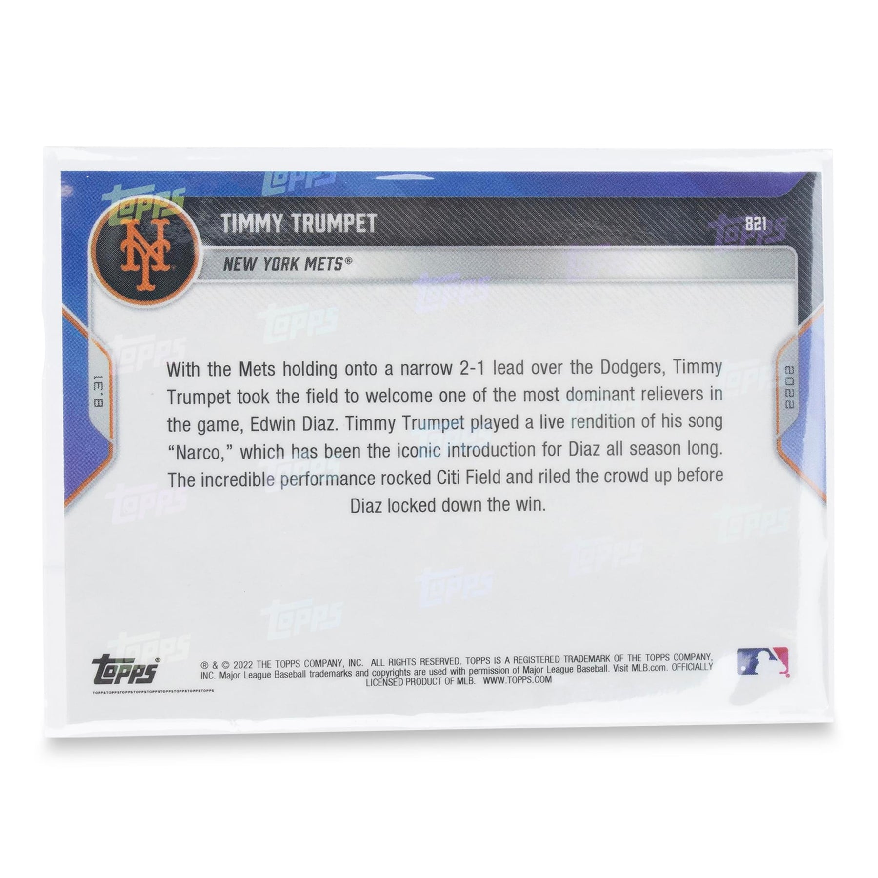 Timmy Trumpet - 2022 MLB TOPPS NOW® Card 821