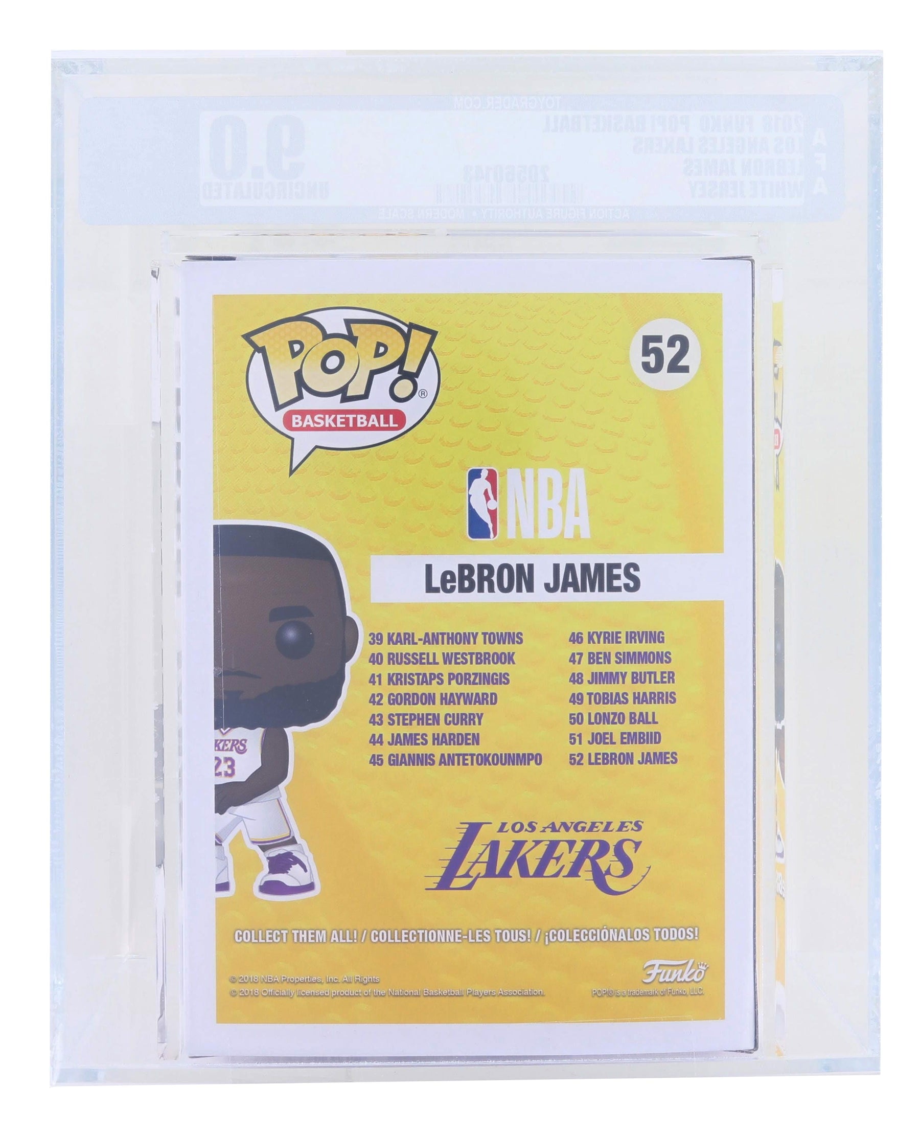 LA Lakers NBA Funko POP | Lebron White Jersey | Graded AFA 9