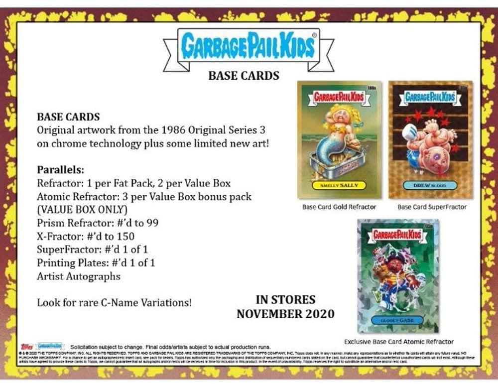 Garbage Pail Kids 2020 Topps Chrome 3rd Series Blaster Box | 5 Packs
