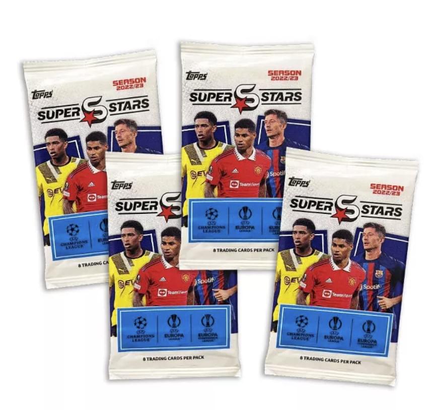 UEFA Topps 2023 Champions League Superstars Soccer Hanger Box | 4 Packs Per Box