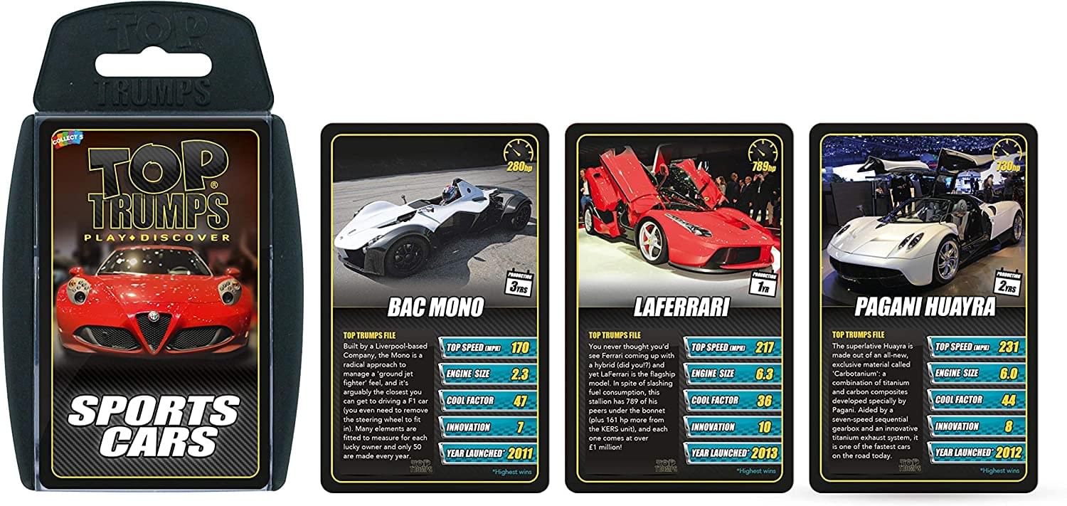 top trumps top gear Sports Cars Top Trumps Card Game