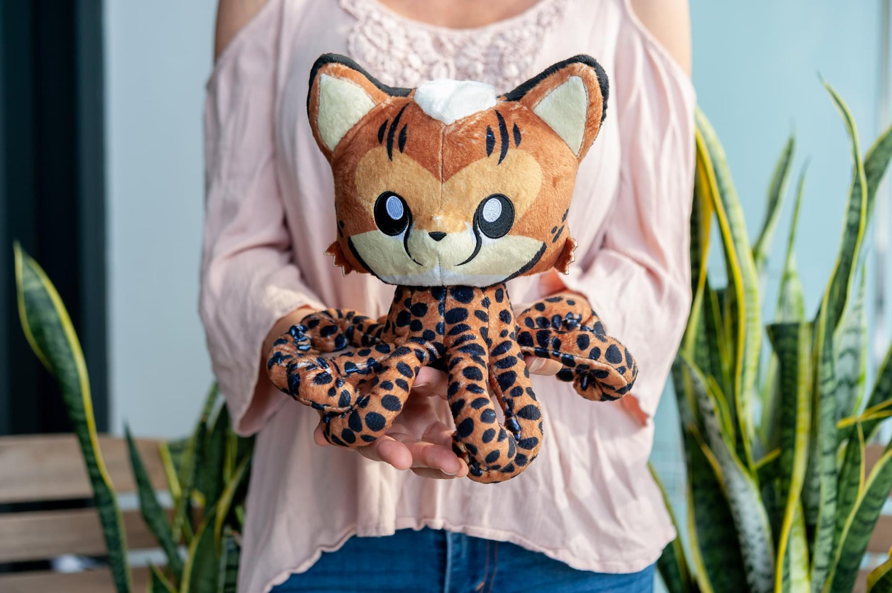 Tentacle Kitty Series Cheetah Kitty Plush Collectible | Measures 8 Inches Tall