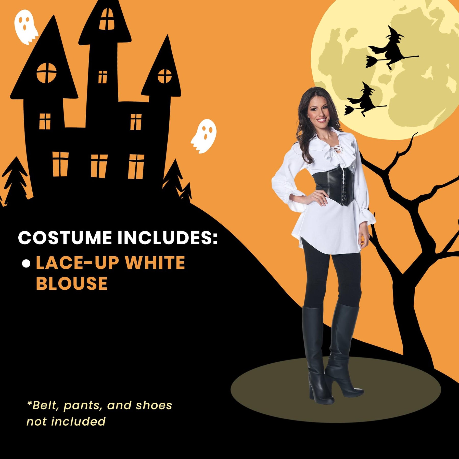 Pirate Adult Costume White Laced-Front Blouse