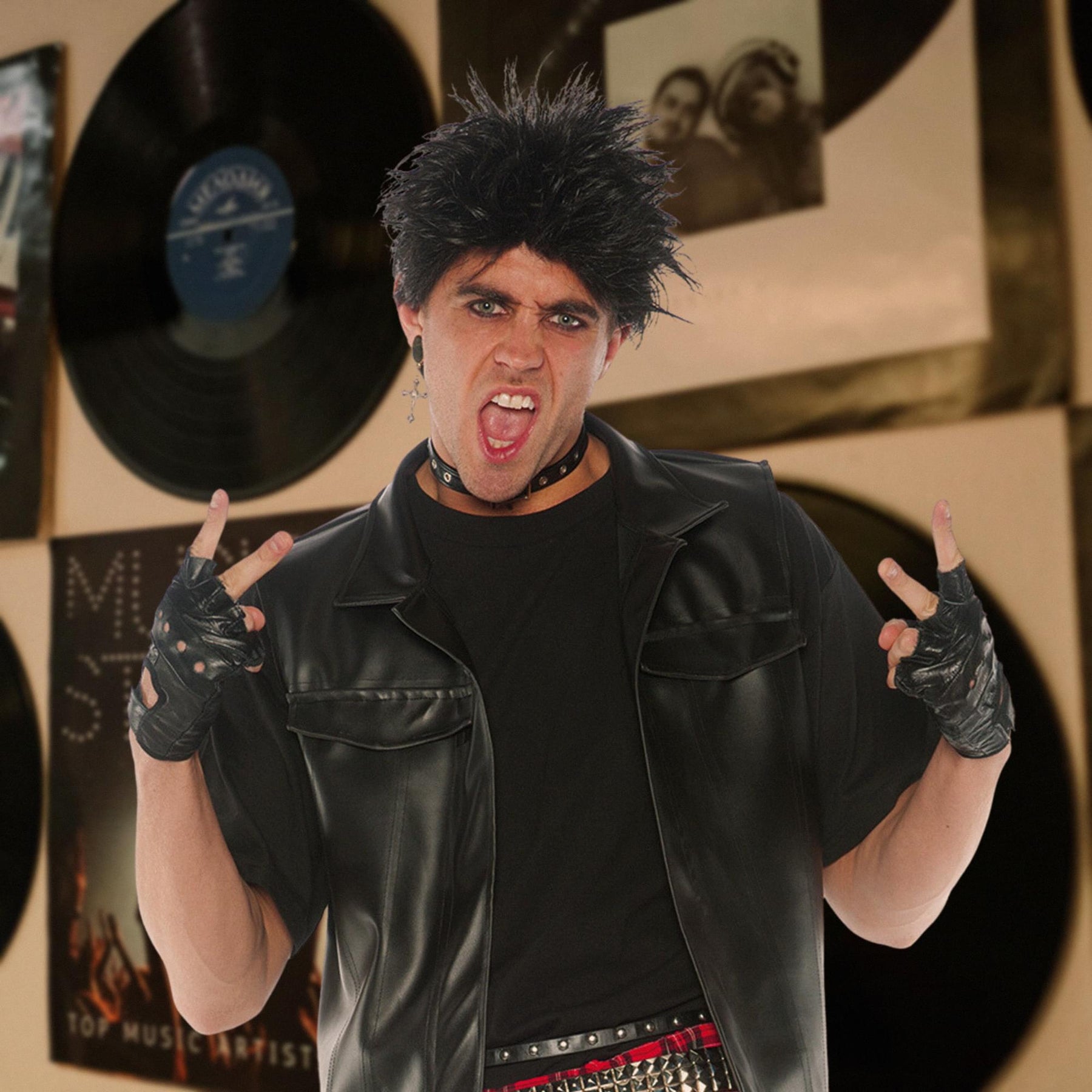 Faux Leather Rocker Vest Adult Costume